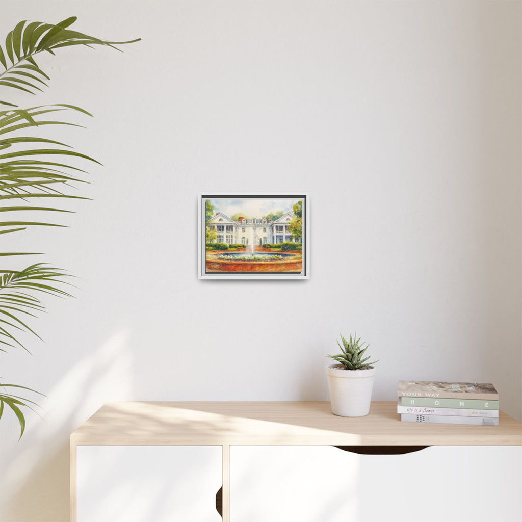 Southern Estate Watercolor Matte Canvas Print, Framed Wall Art