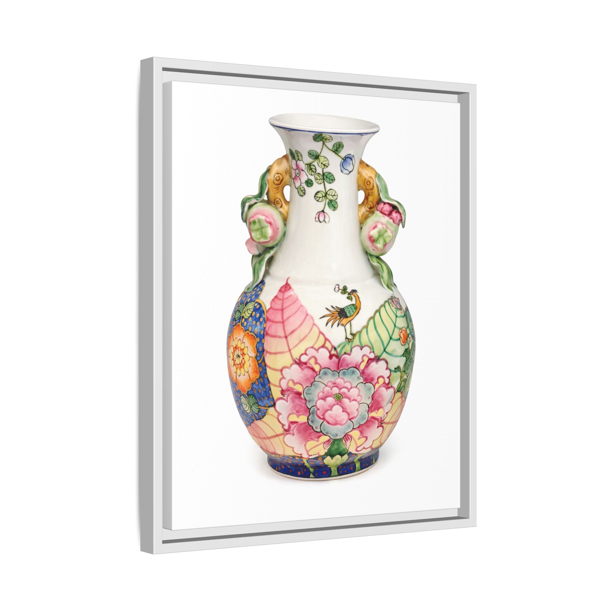 Floral Porcelain Tobacco Leaf Vase | Framed Canvas Art