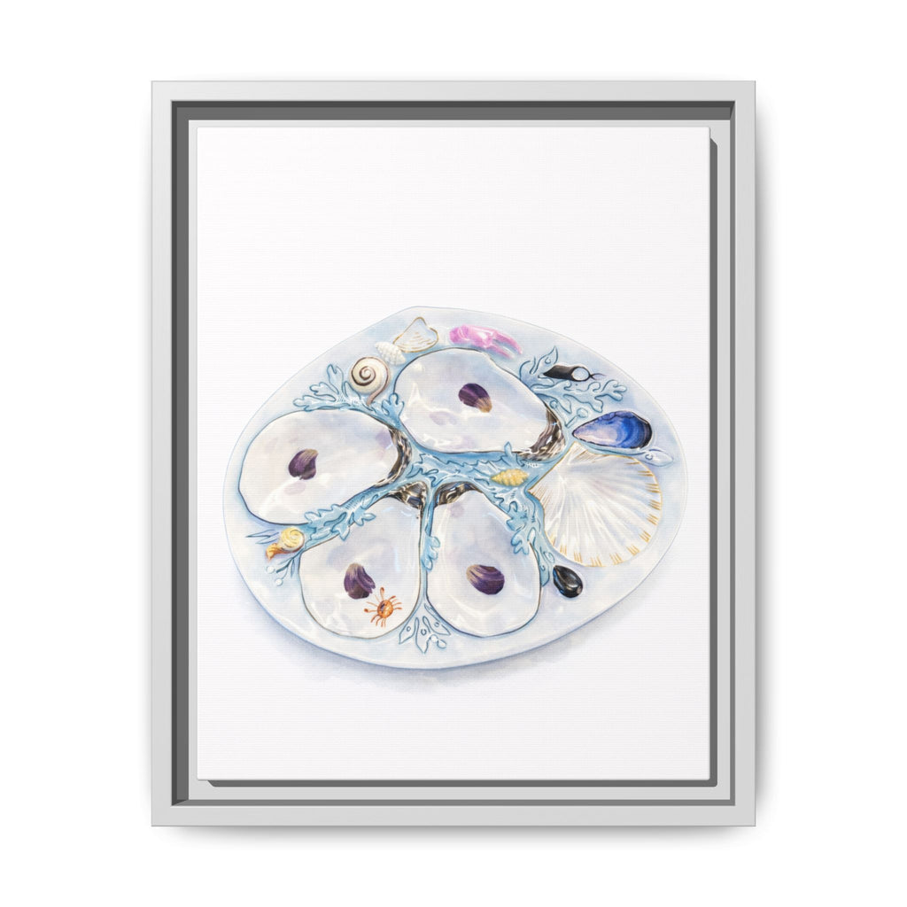 Oyster Shell Watercolor Canvas Print — Framed Matte Beach Wall Art