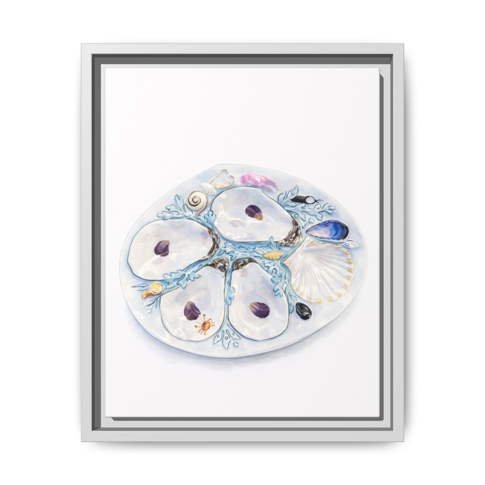 Oyster Shell Watercolor Canvas Print — Framed Matte Beach Wall Art