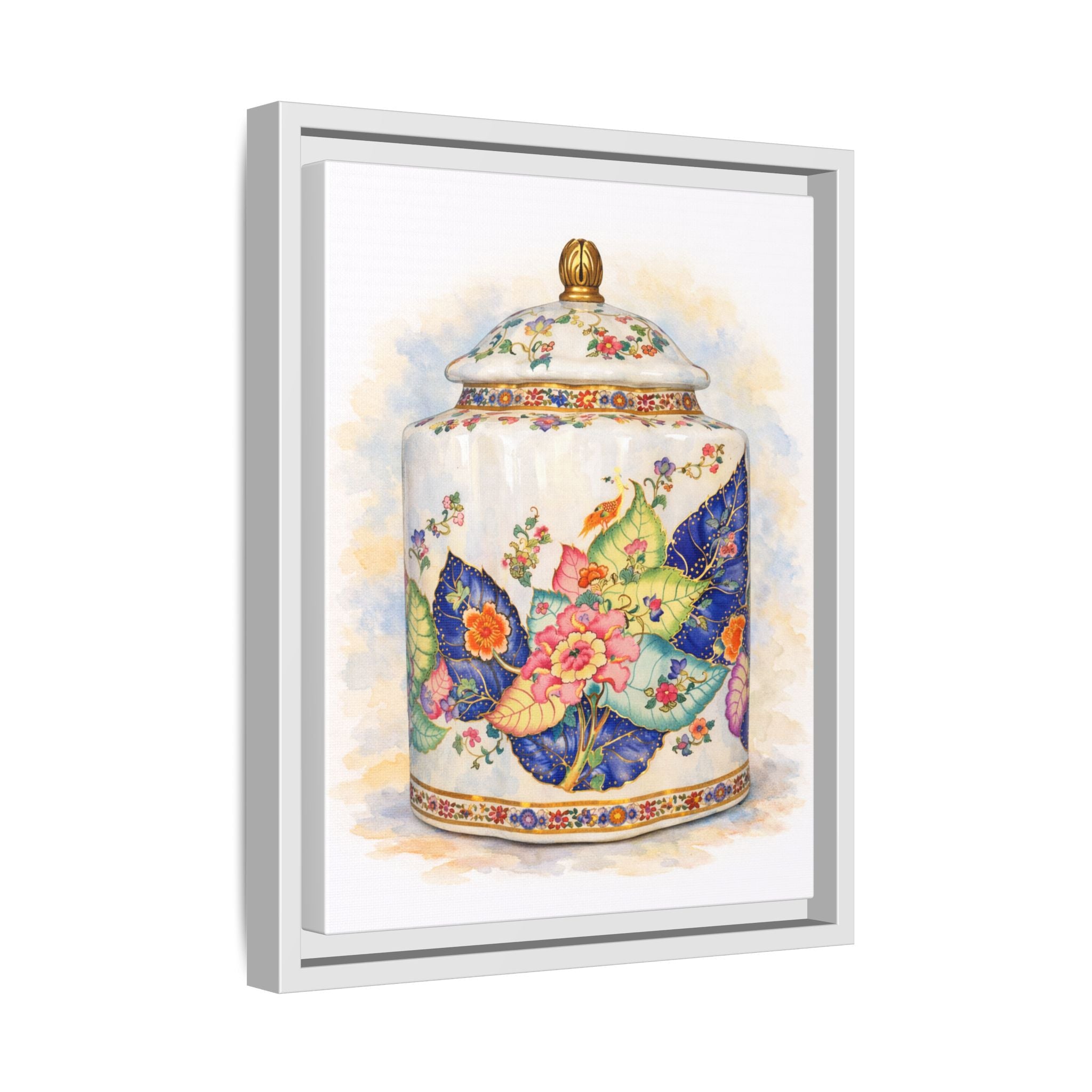 Framed Floral Ginger Jar Canvas Print