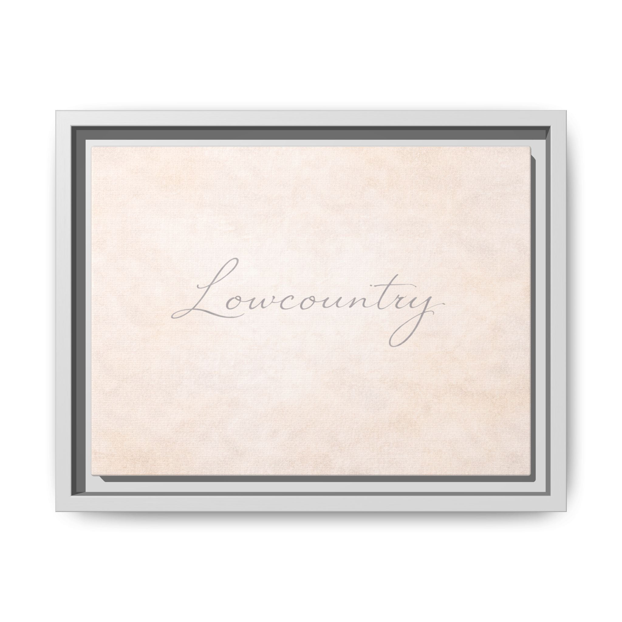 Lowcountry Matte Canvas Wall Art — Framed Pastel Script Print