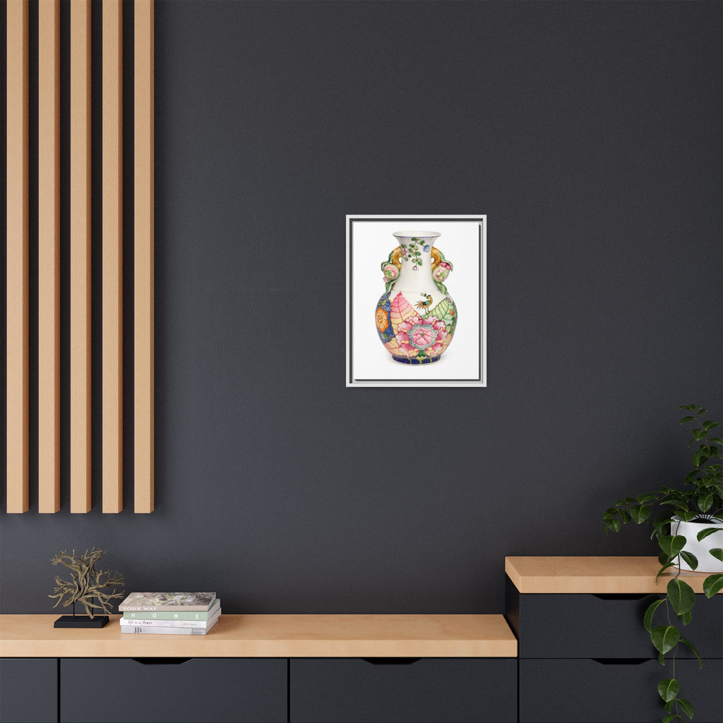 Floral Porcelain Tobacco Leaf Vase | Framed Canvas Art