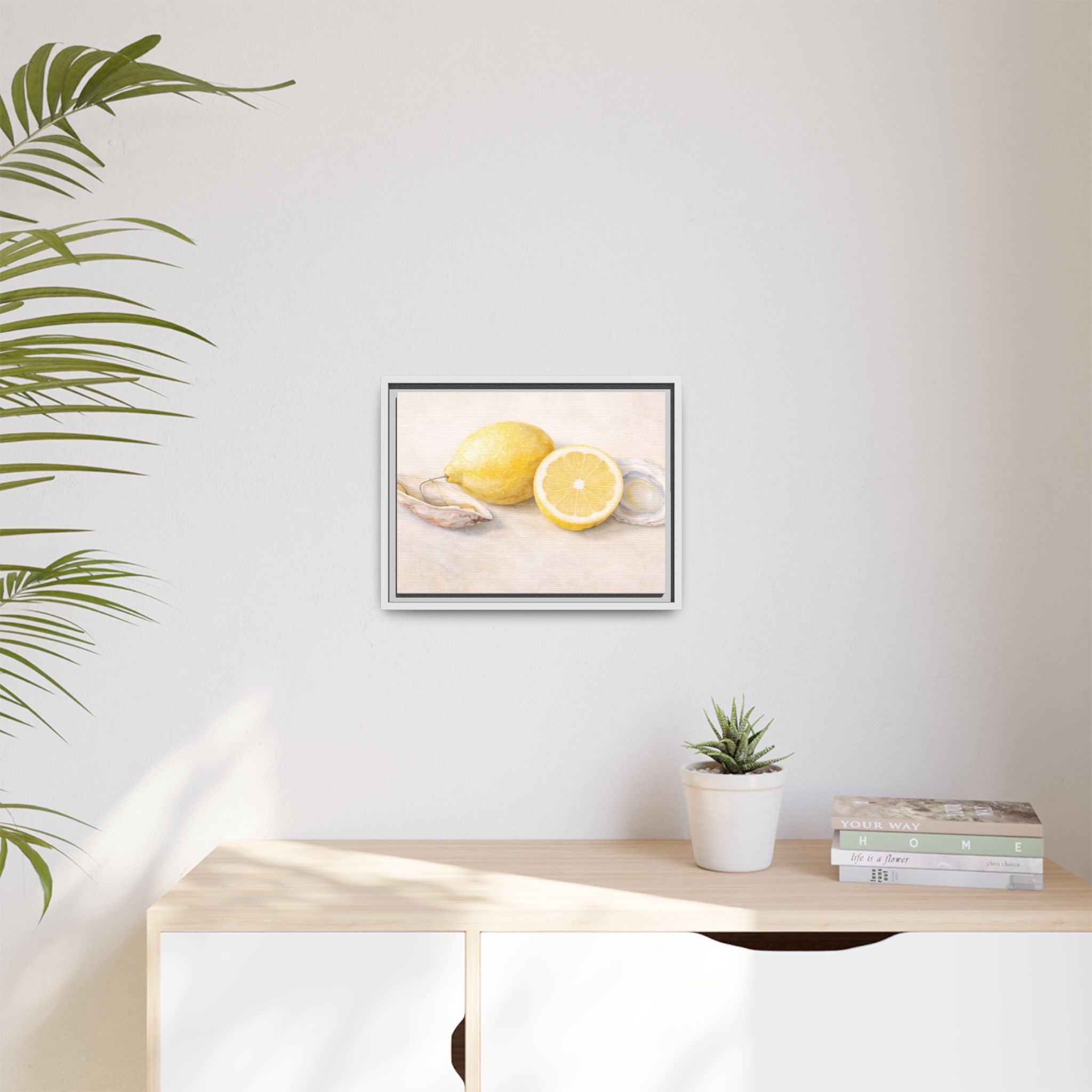 Lemon Still Life Matte Canvas Framed Print