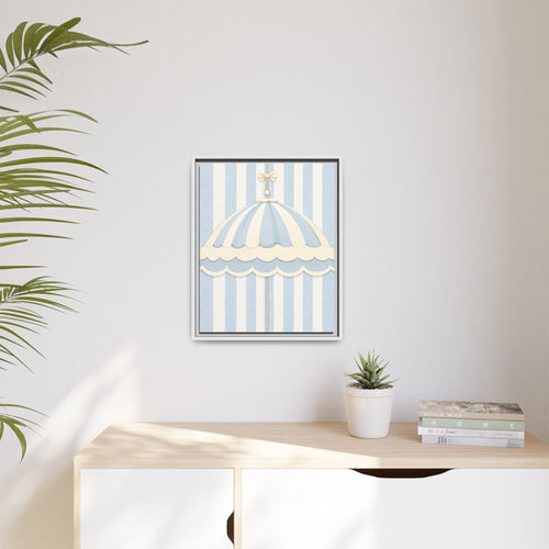 Baby Blue Carousel Umbrella Framed Canvas Wall Art — Nursery Decor