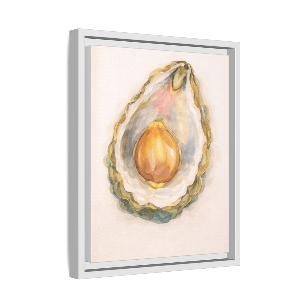 Oyster Pearl Watercolor Framed Canvas Print
