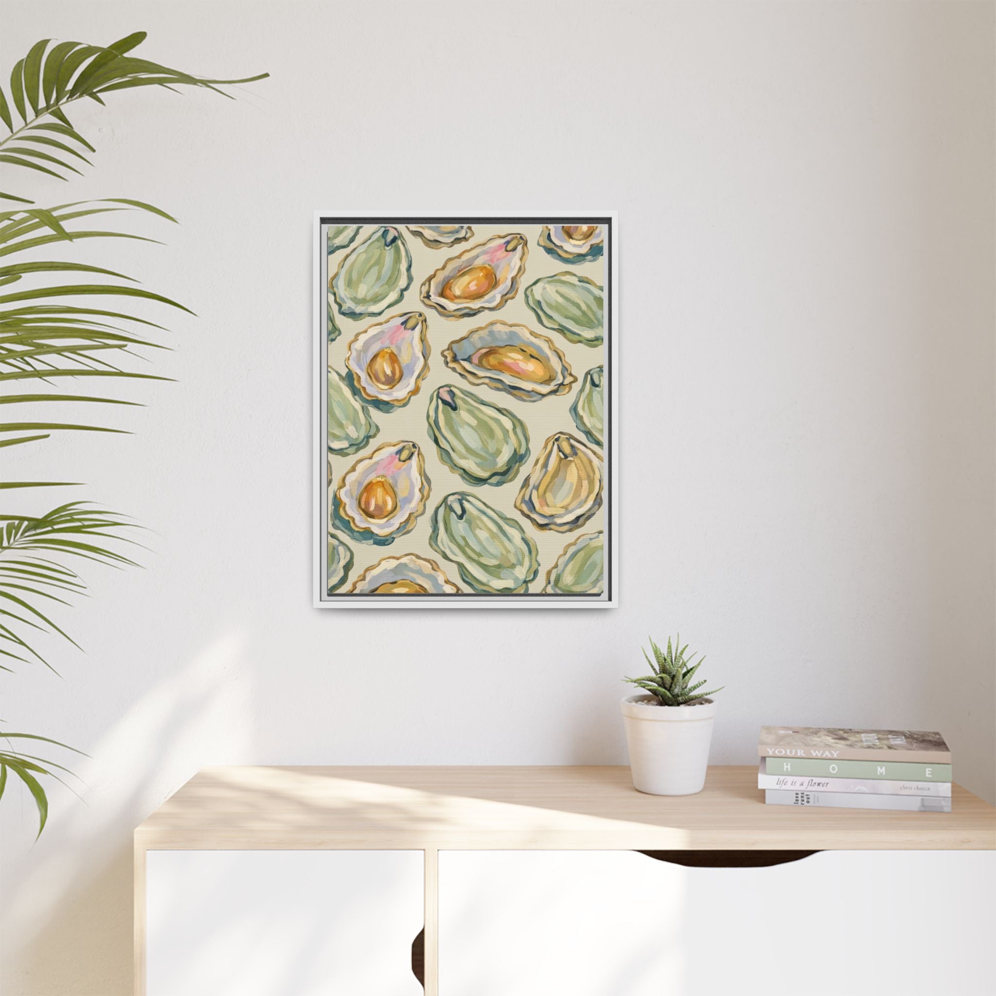 Oyster Shell Art Print — Framed Matte Canvas Wall Decor