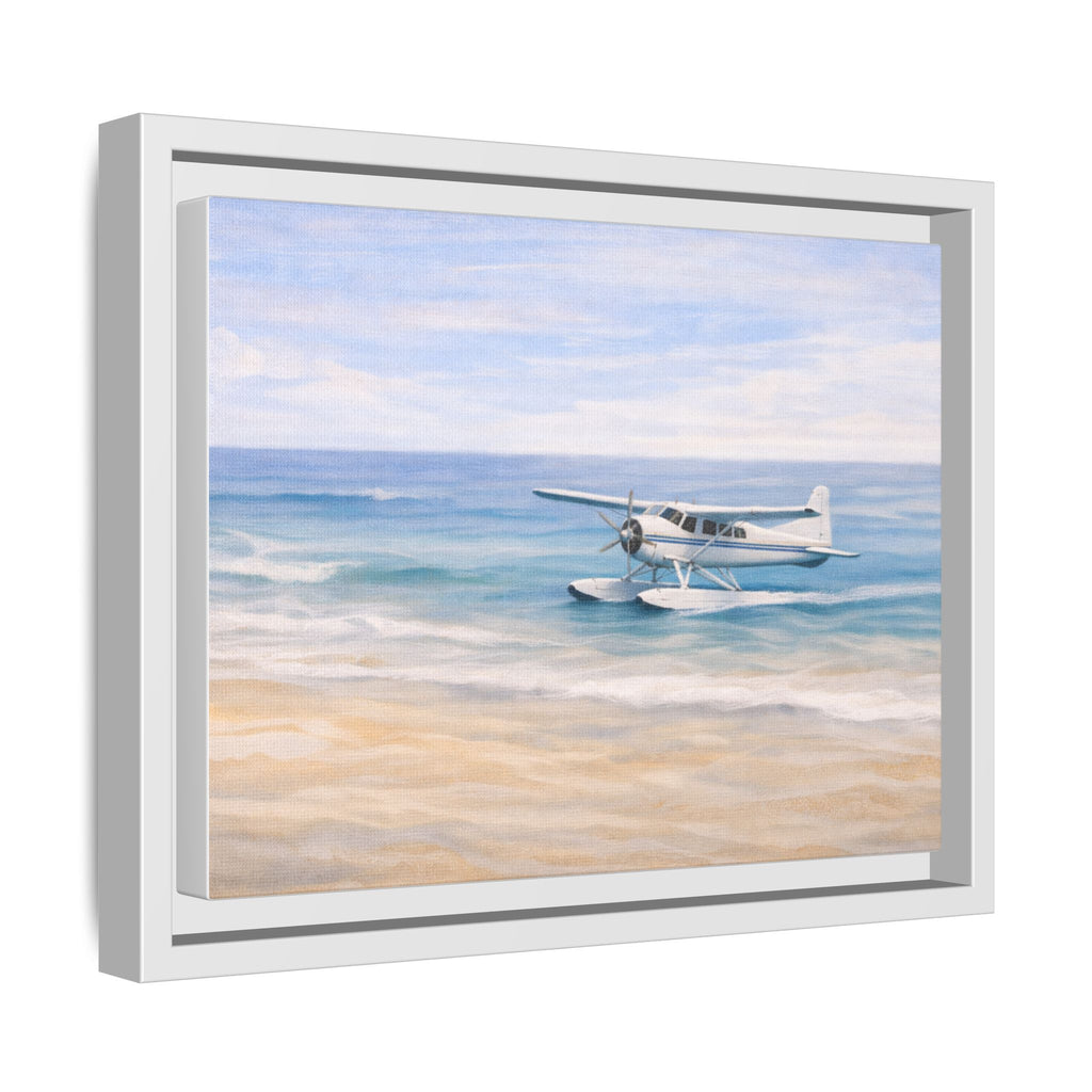 Seaplane Beach Matte Canvas Framed Wall Art — Coastal Aviation Print