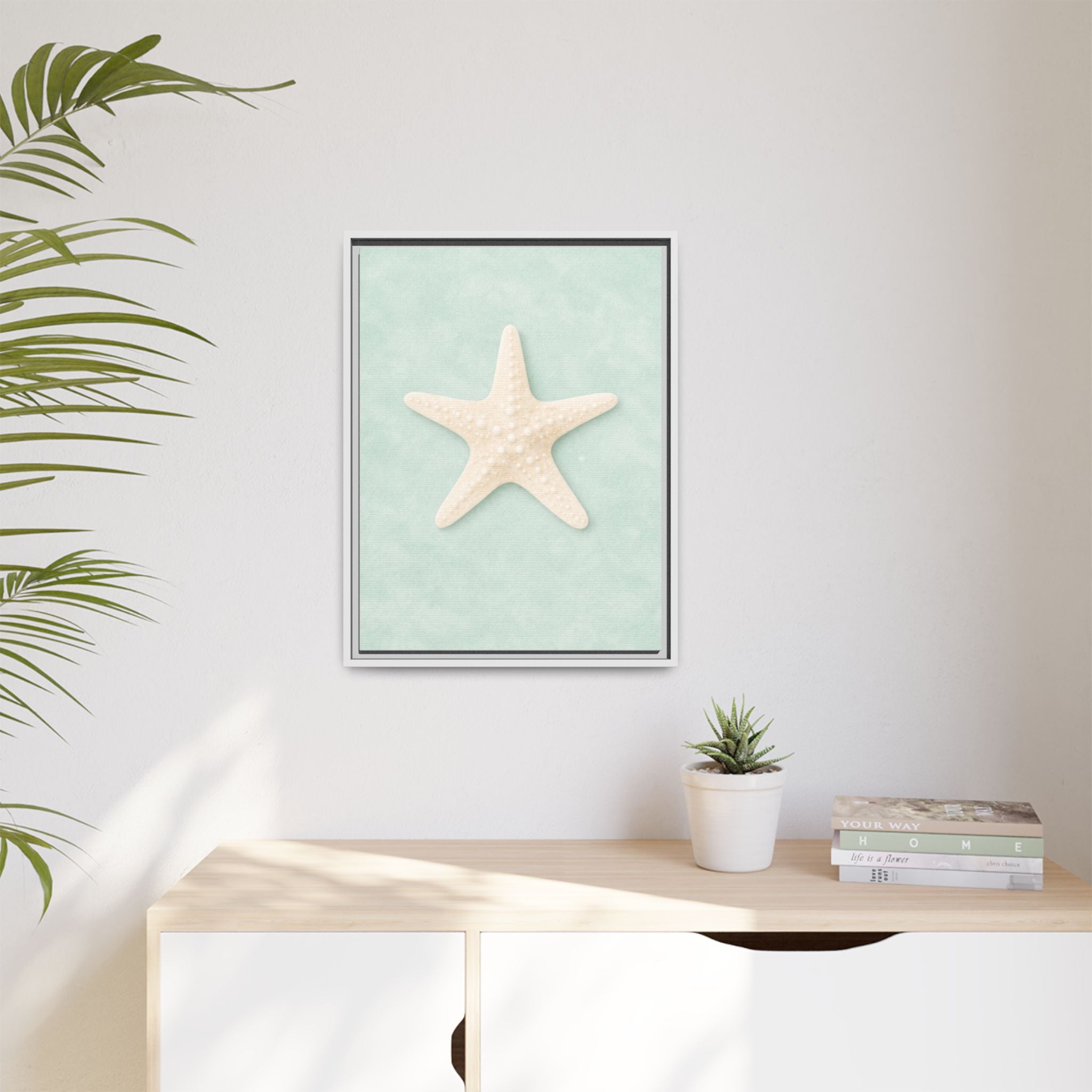 Framed Starfish Canvas Print — Coastal Beach Wall Art