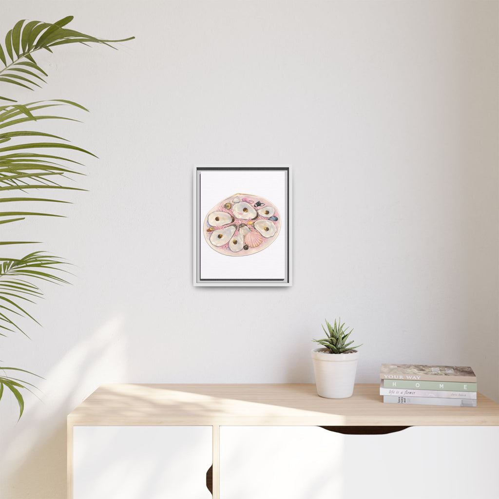 Oyster Shells Coastal Art Print — Framed Matte Canvas