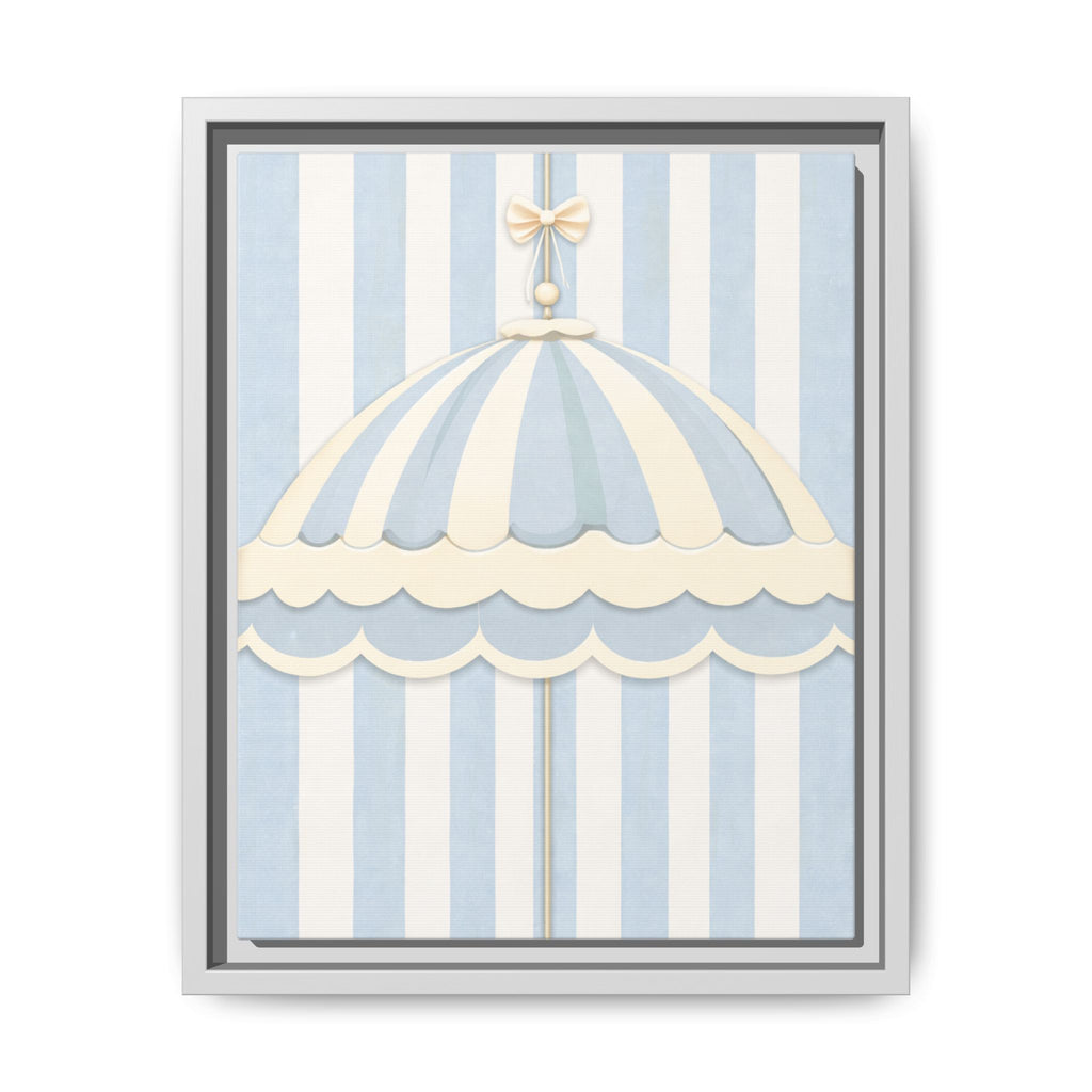 Baby Blue Carousel Umbrella Framed Canvas Wall Art — Nursery Decor