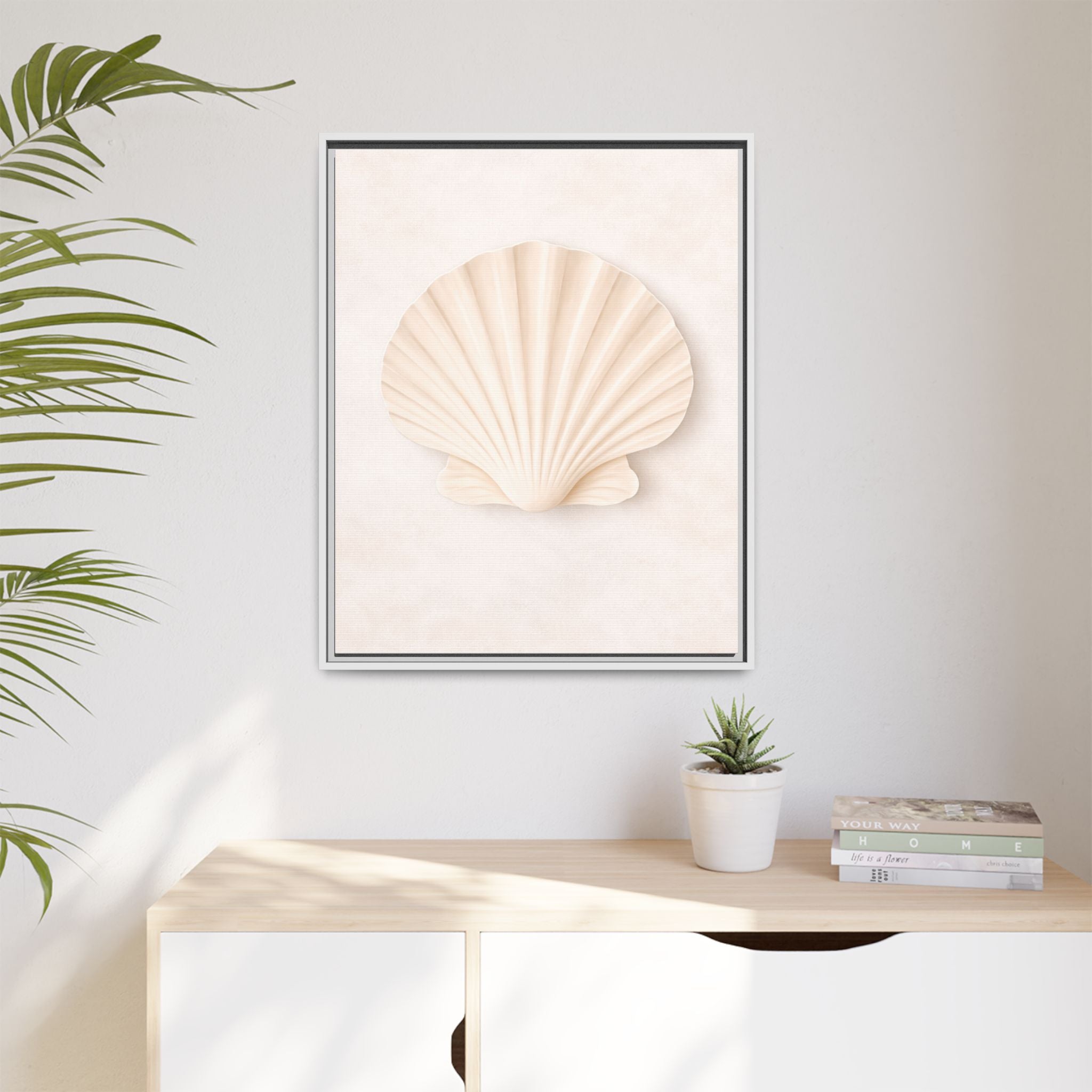 Seashell Relief Matte Canvas Print — Framed Coastal Wall Art