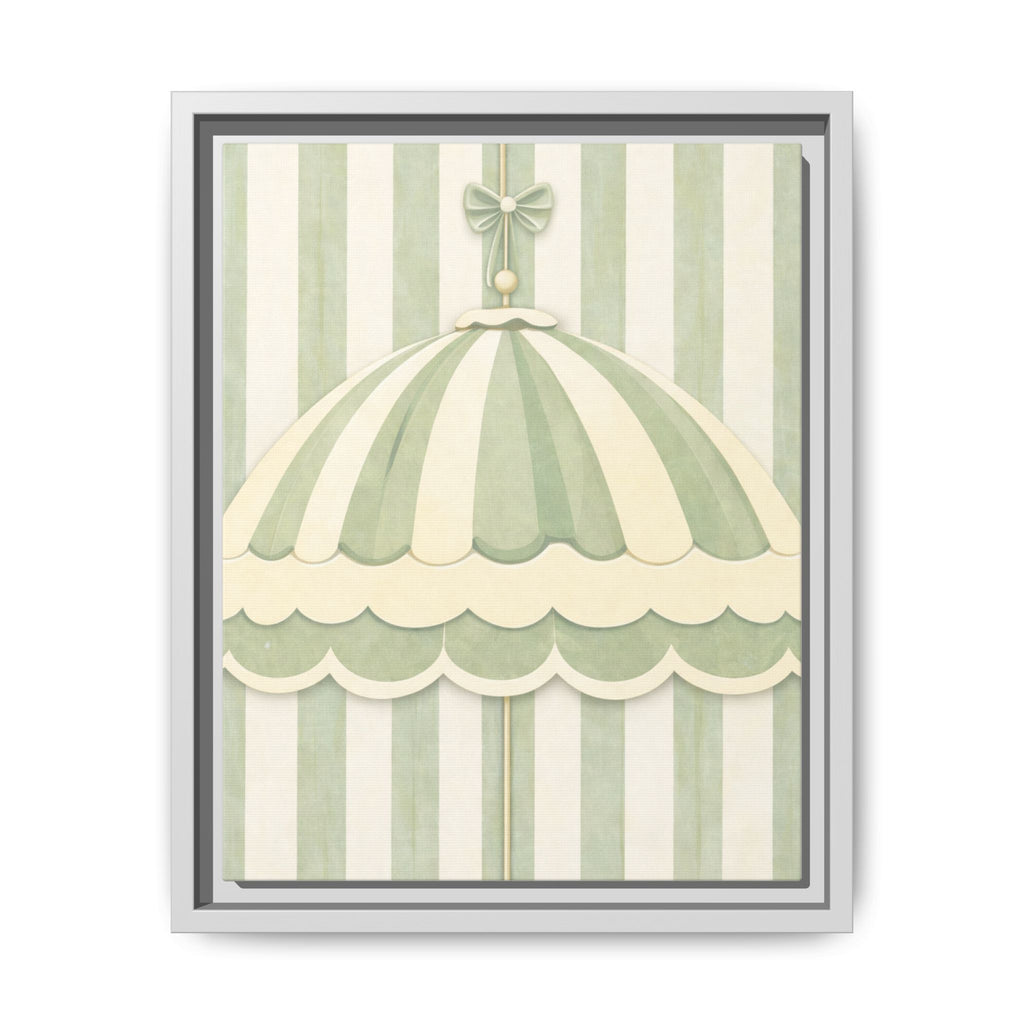 Vintage Carousel Canopy Wall Art — Framed Matte Canvas (Green Stripe Nursery)