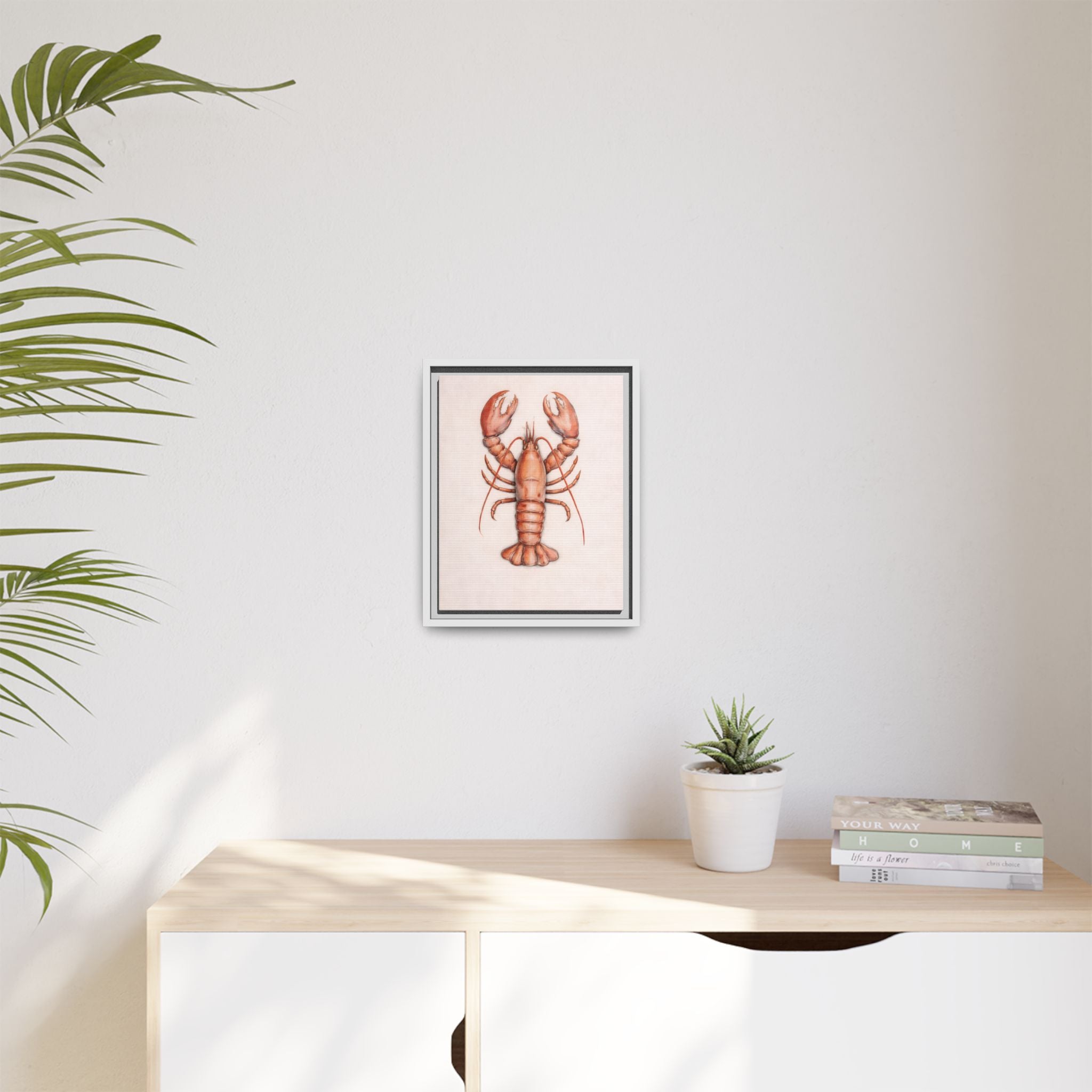 Framed Lobster Canvas Print — Coastal Nautical Wall Art