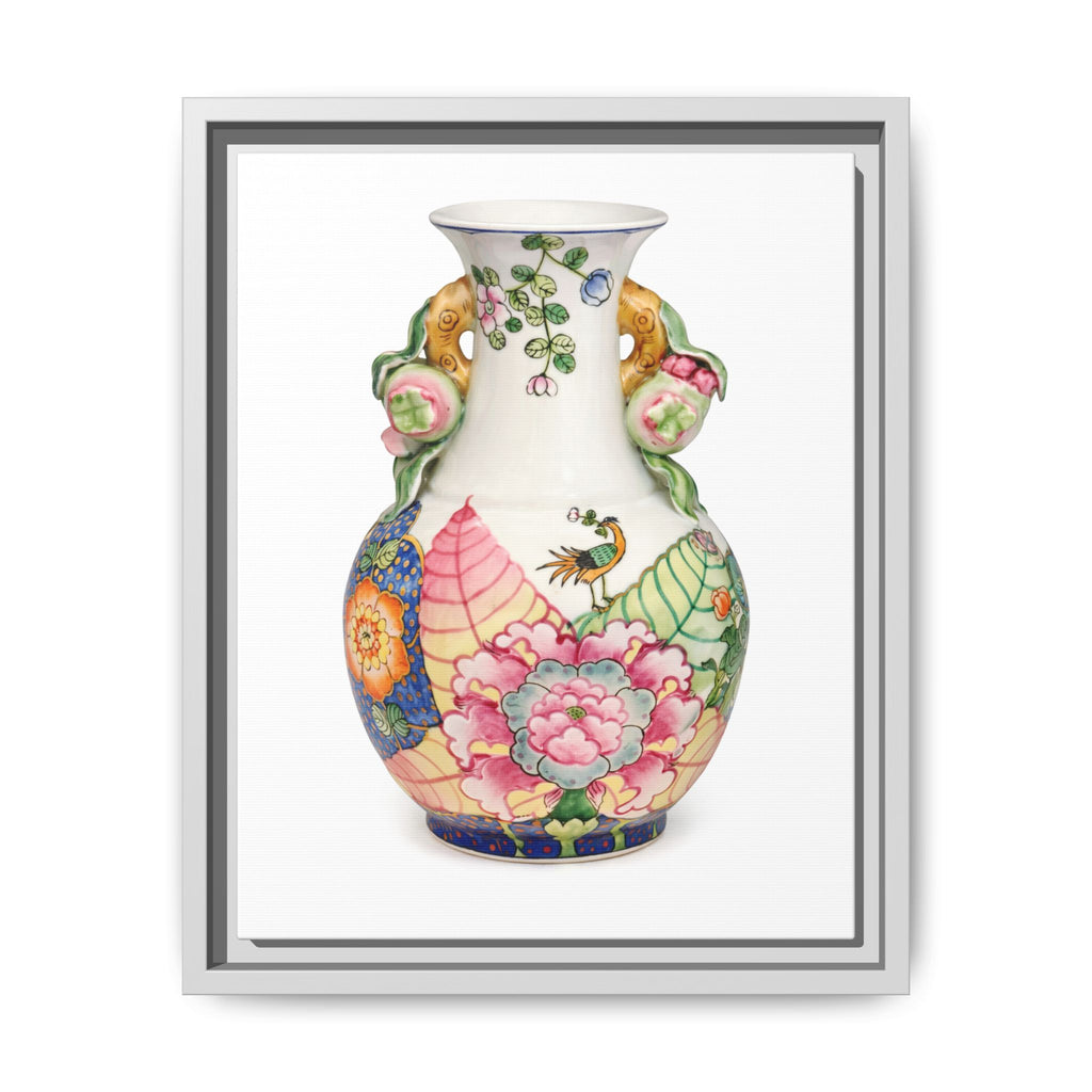 Floral Porcelain Tobacco Leaf Vase | Framed Canvas Art