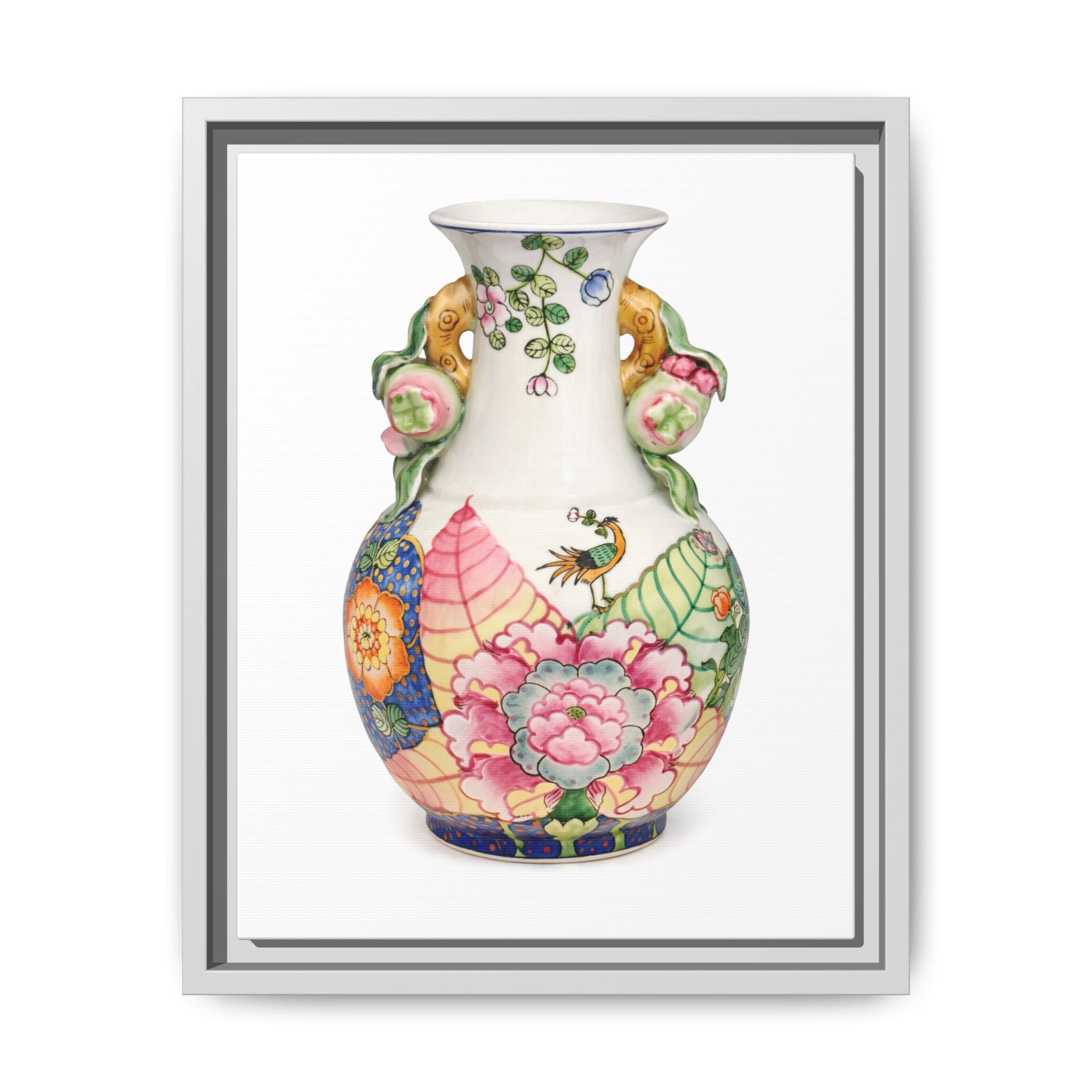 Floral Porcelain Tobacco Leaf Vase | Framed Canvas Art