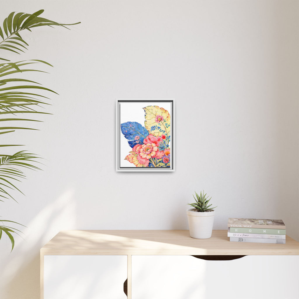 Framed Floral Watercolor Canvas Print — Vibrant Botanical Wall Art