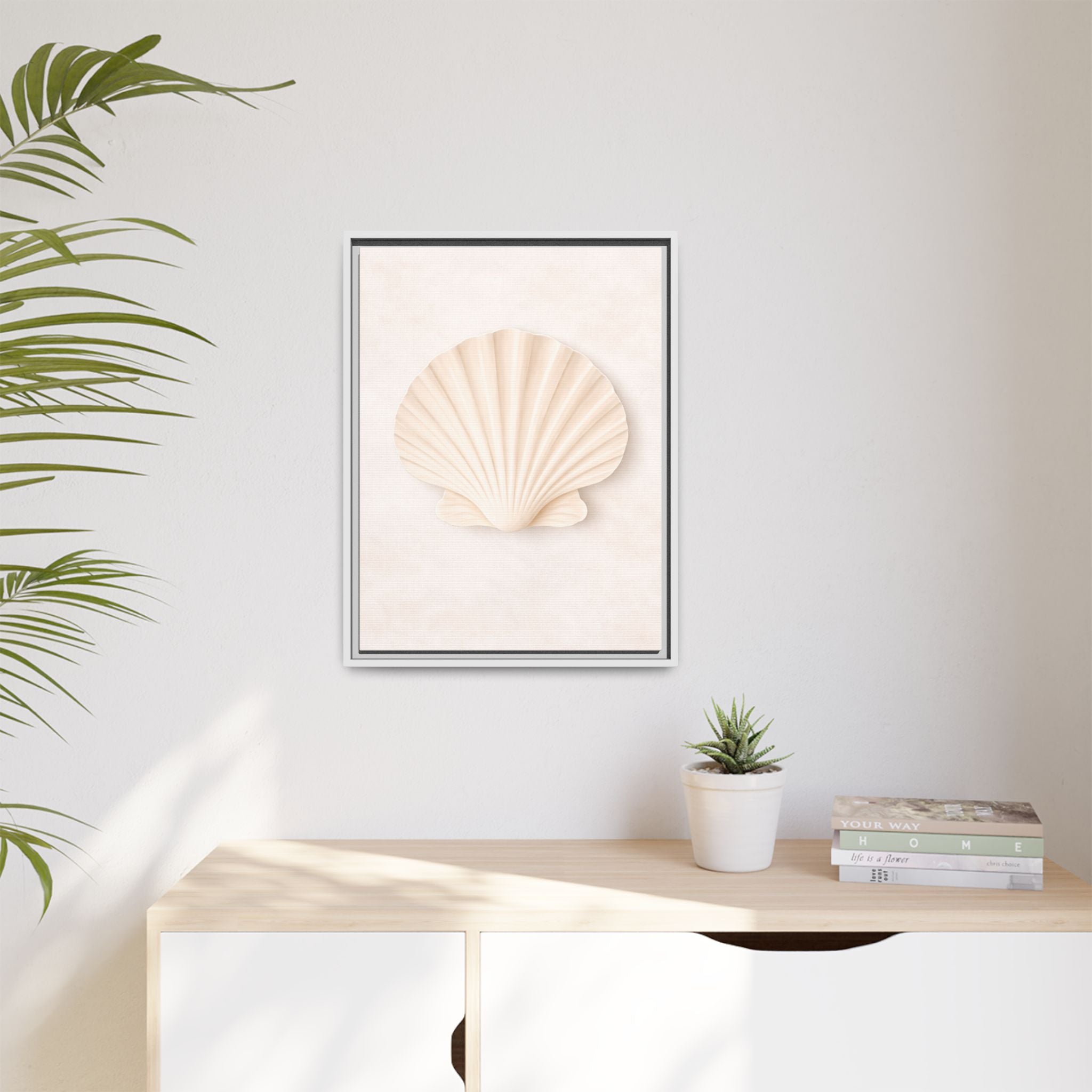 Seashell Relief Matte Canvas Print — Framed Coastal Wall Art