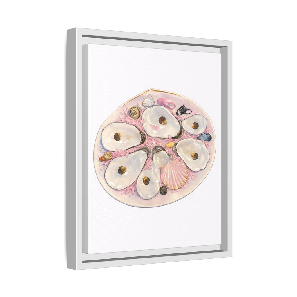 Oyster Shells Coastal Art Print — Framed Matte Canvas