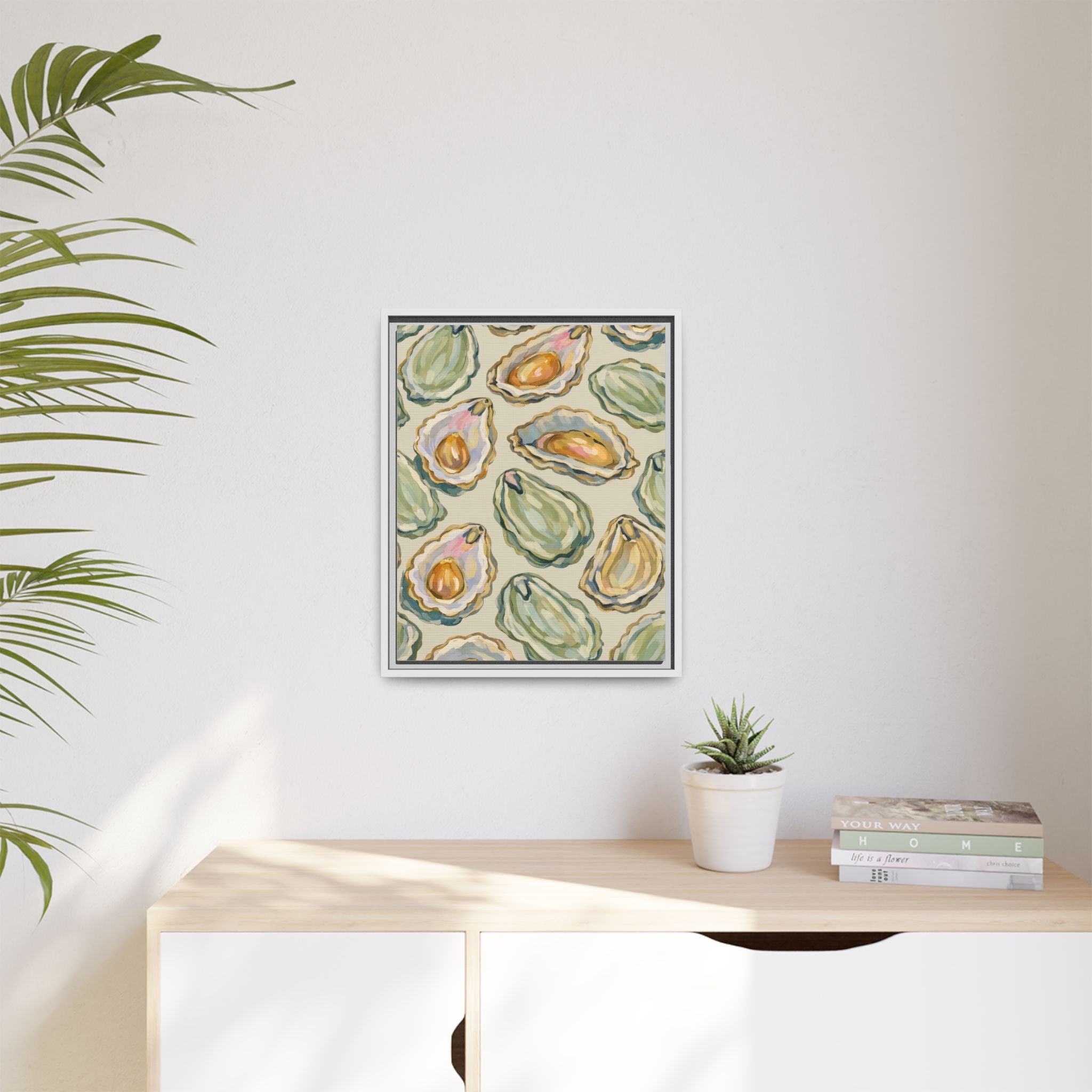 Oyster Shell Art Print — Framed Matte Canvas Wall Decor