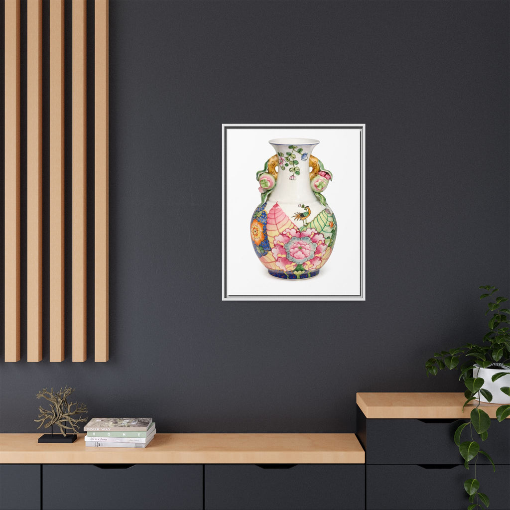 Floral Porcelain Tobacco Leaf Vase | Framed Canvas Art