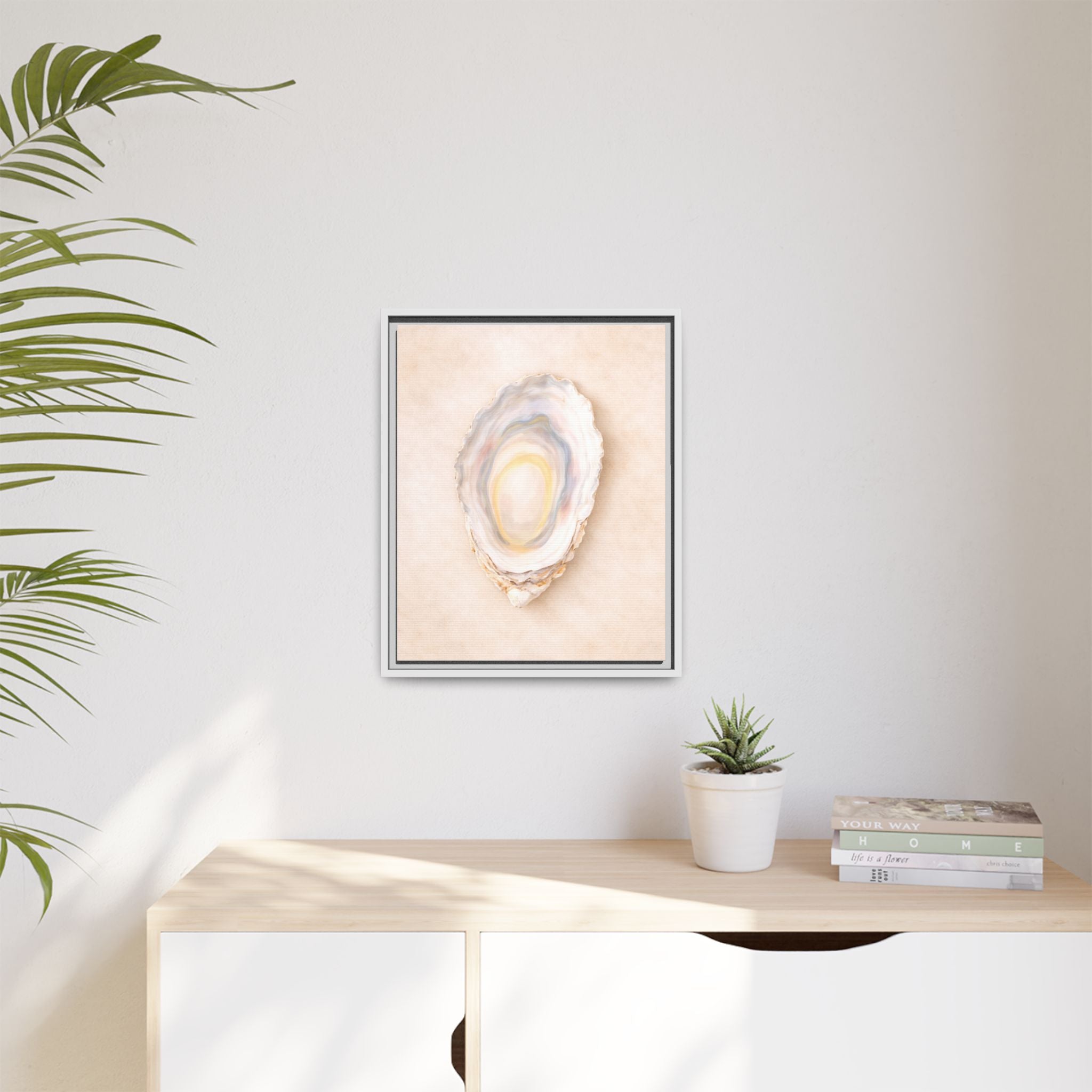 Framed Shell Geode Canvas Print — Pastel Coastal Wall Art