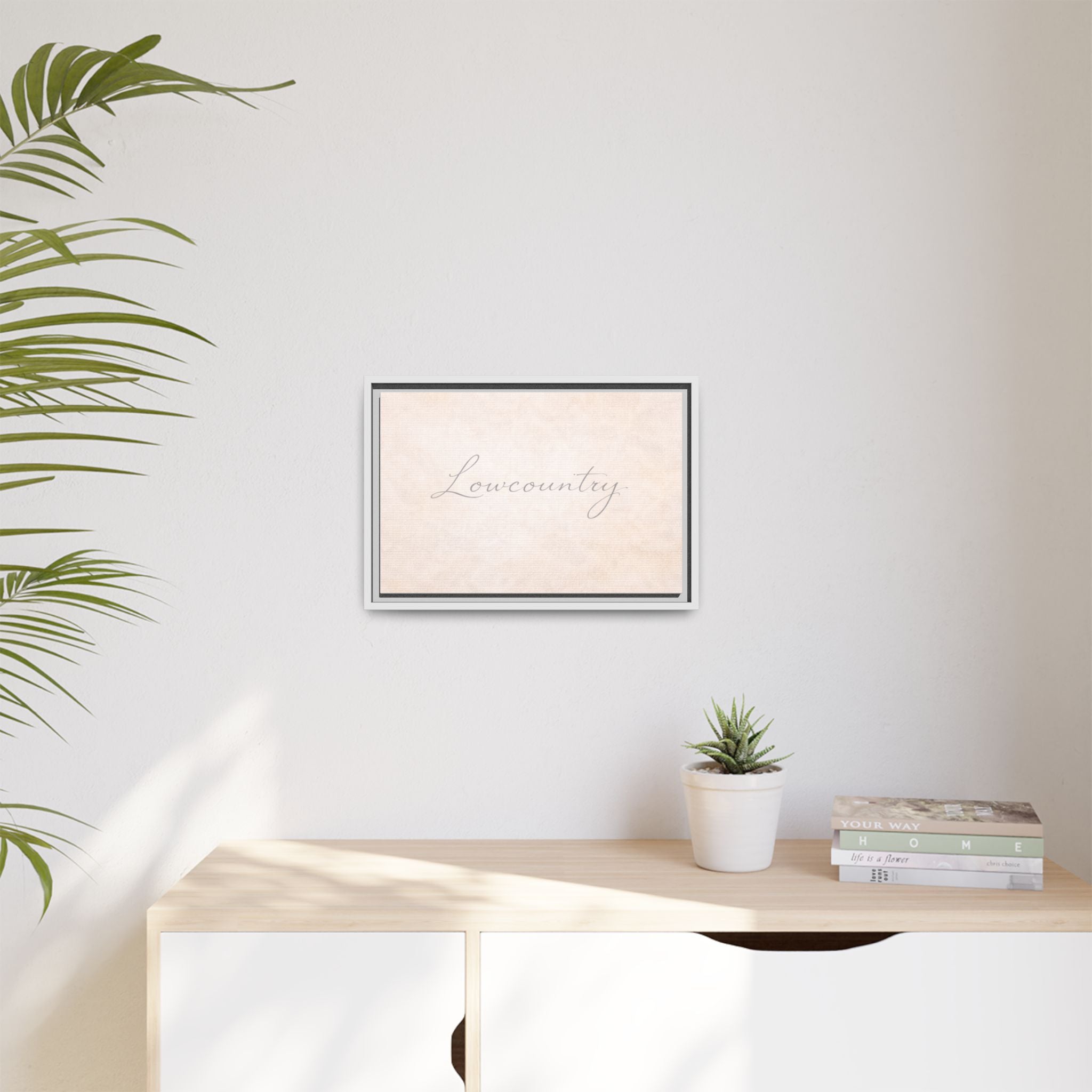Lowcountry Matte Canvas Wall Art — Framed Pastel Script Print