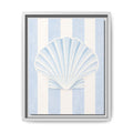 Seashell Stripes Framed Canvas Art — Coastal Blue Wall Decor