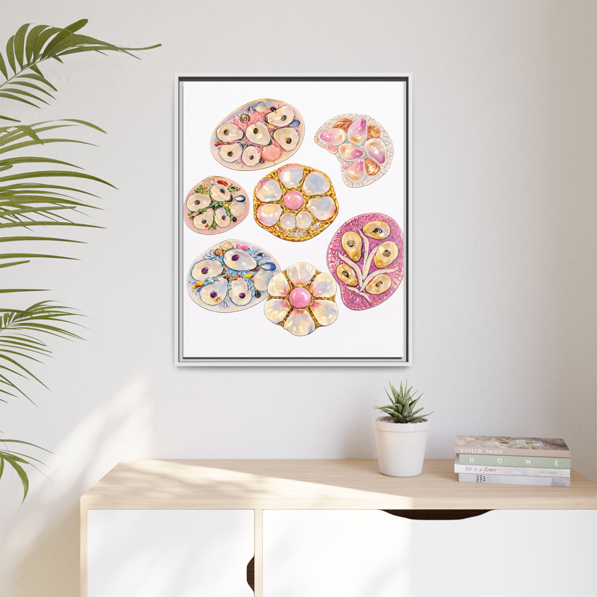 Framed Floral Brooch Art Print — Matte Canvas Wall Decor
