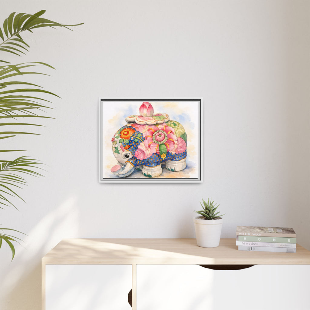 Framed Floral Elephant Canvas Print