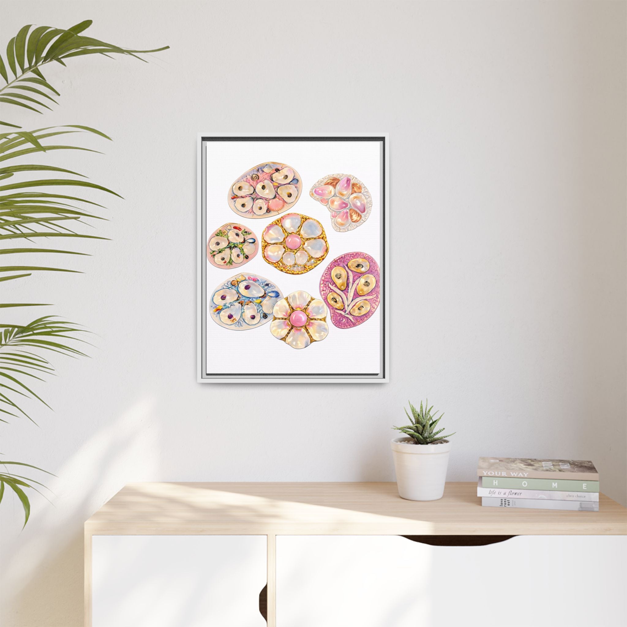 Framed Floral Brooch Art Print — Matte Canvas Wall Decor