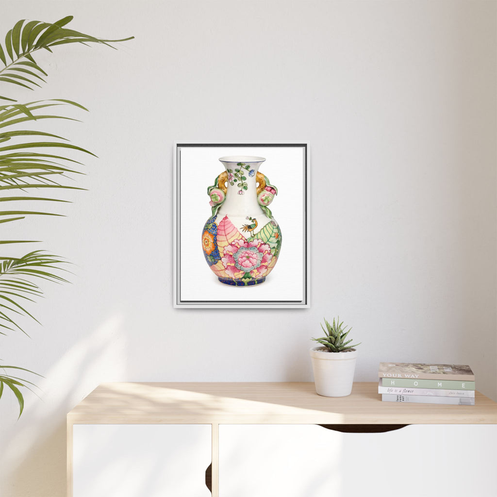 Floral Porcelain Tobacco Leaf Vase | Framed Canvas Art