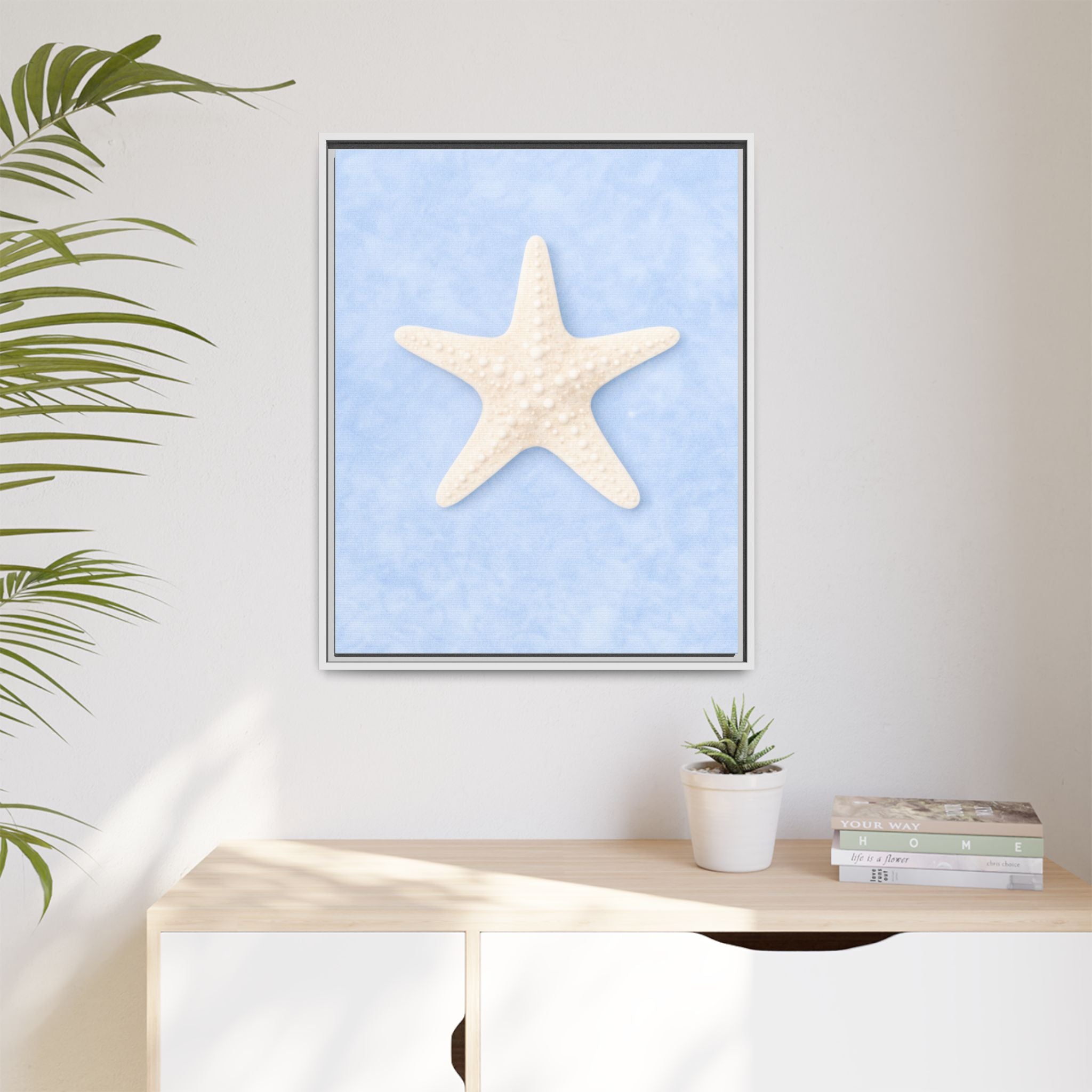 Starfish Wall Art Matte Canvas Print — Coastal Beach Decor, Framed Ocean Print