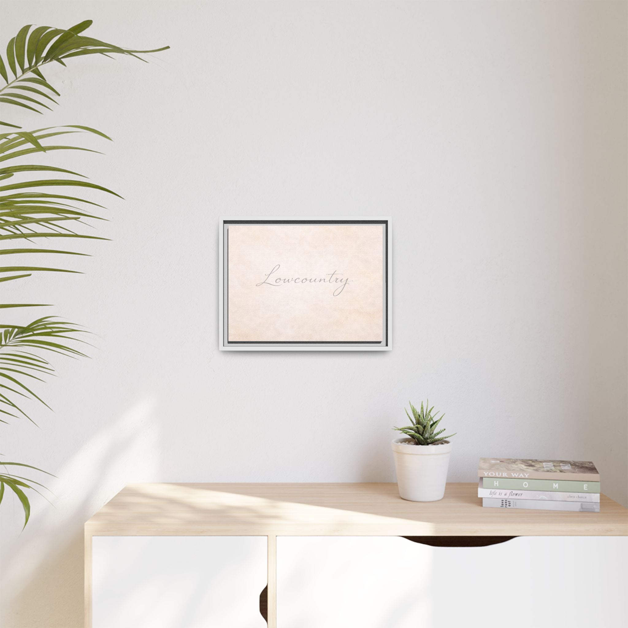 Lowcountry Matte Canvas Wall Art — Framed Pastel Script Print