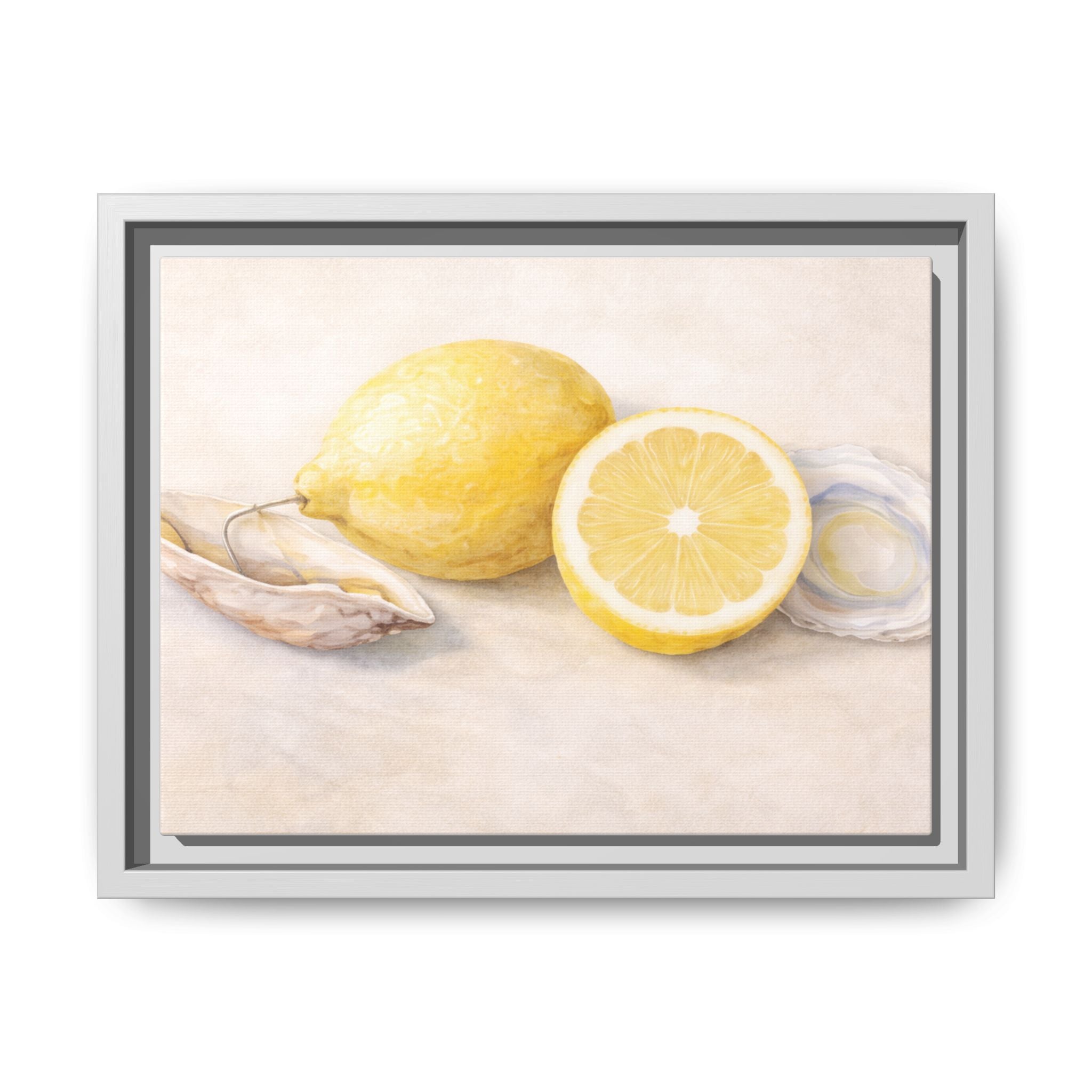 Lemon Still Life Matte Canvas Framed Print