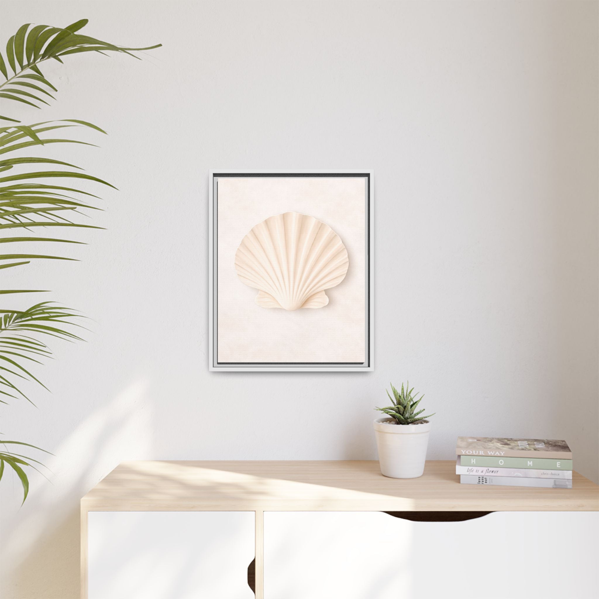 Seashell Relief Matte Canvas Print — Framed Coastal Wall Art