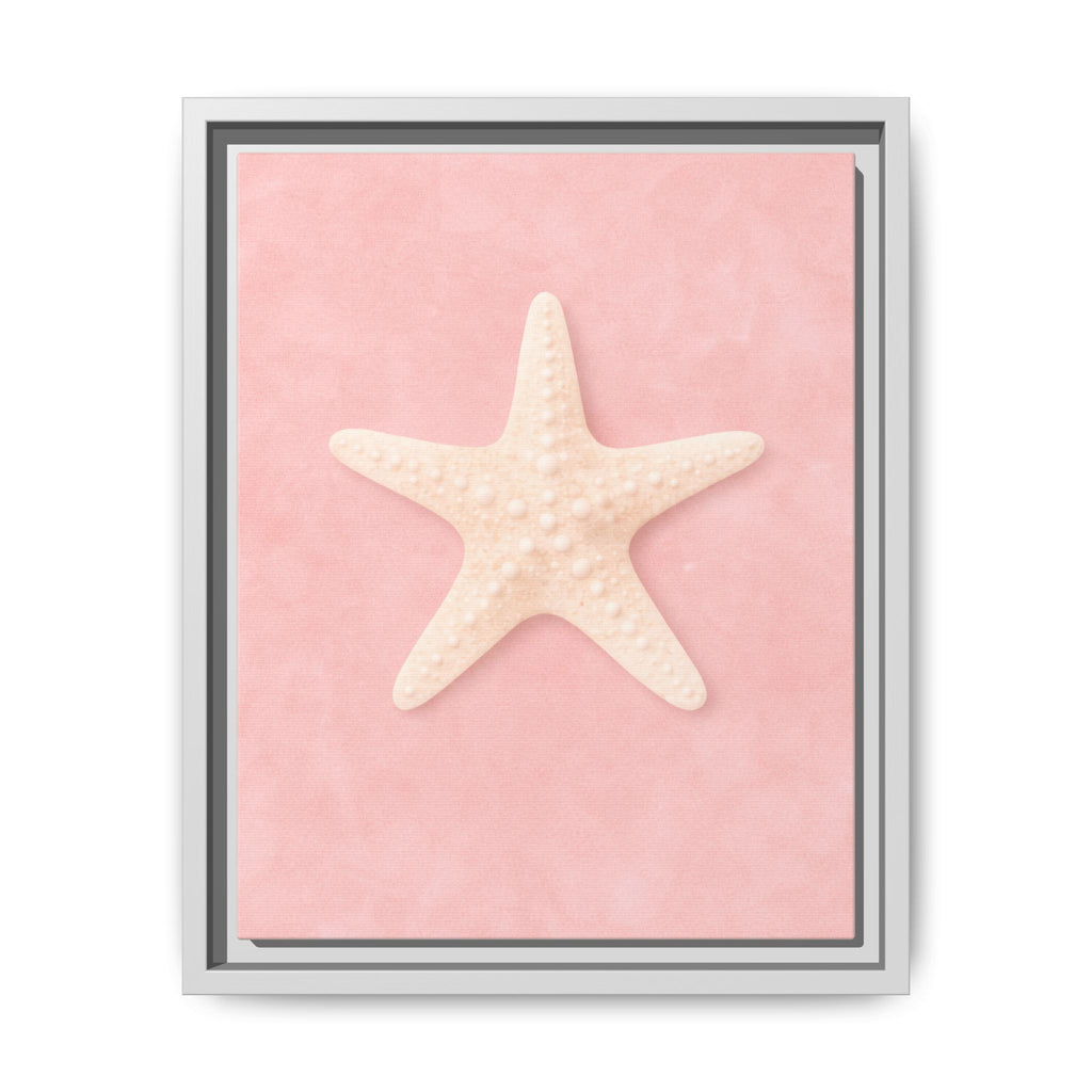 Pink Starfish Beach Canvas Framed Wall Art