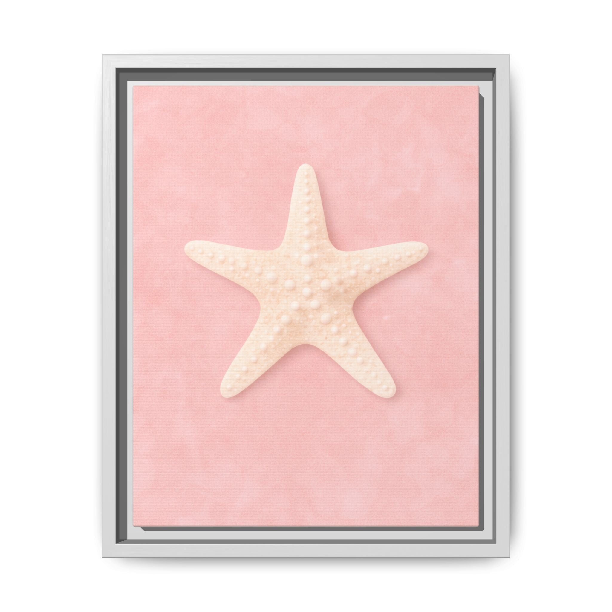 Pink Starfish Beach Canvas Framed Wall Art