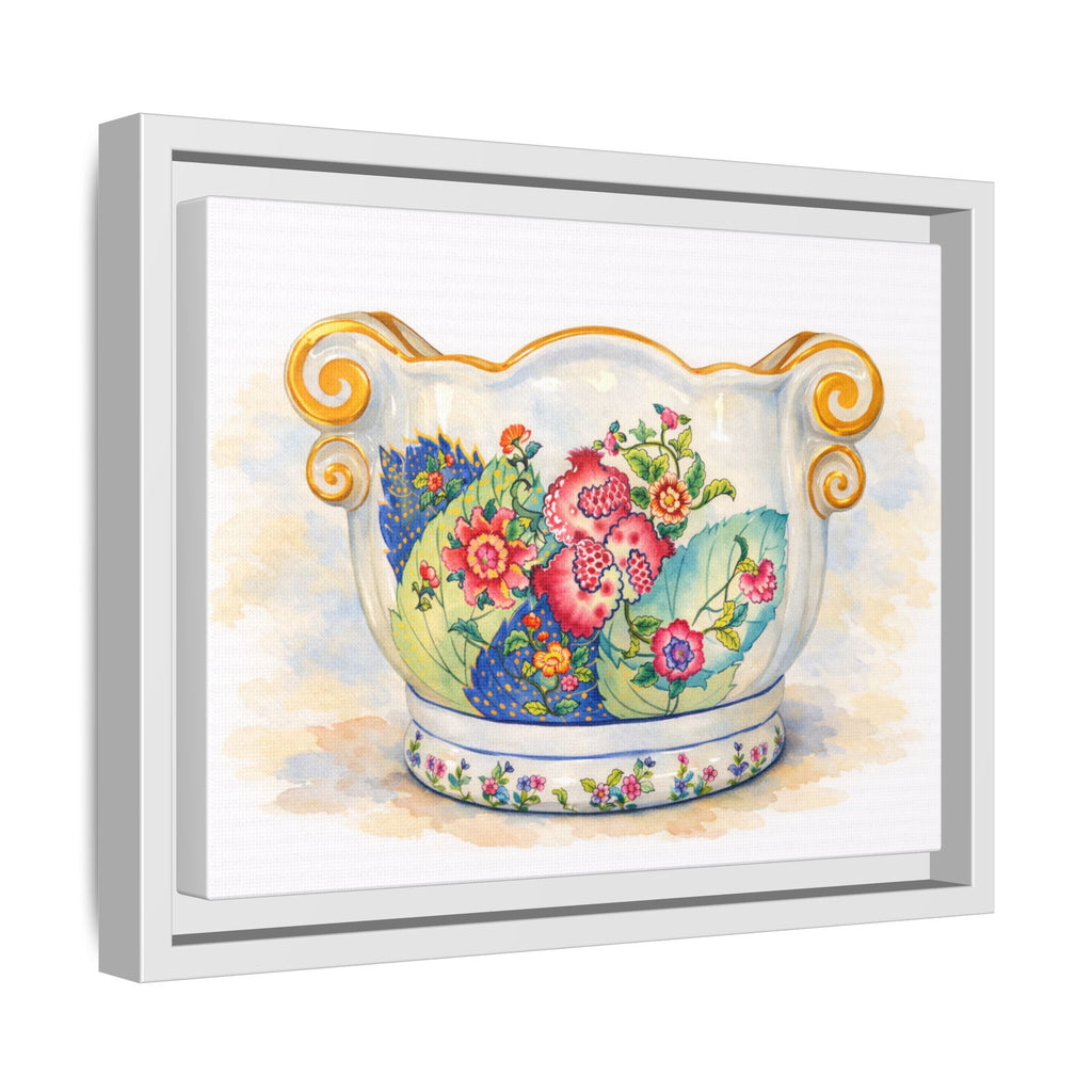 Floral Vintage Planter Matte Canvas Print (Framed)