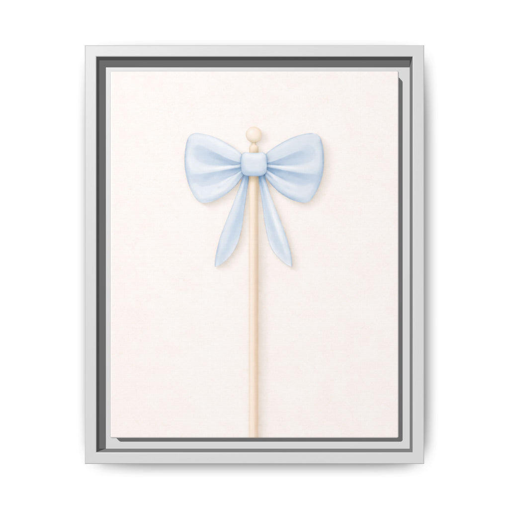 Framed Canvas Art — Pastel Blue Bow Nursery Print