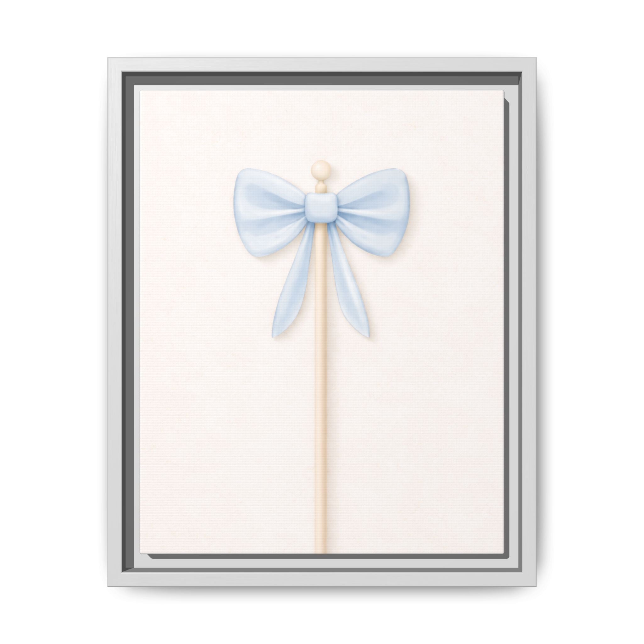 Framed Canvas Art — Pastel Blue Bow Nursery Print