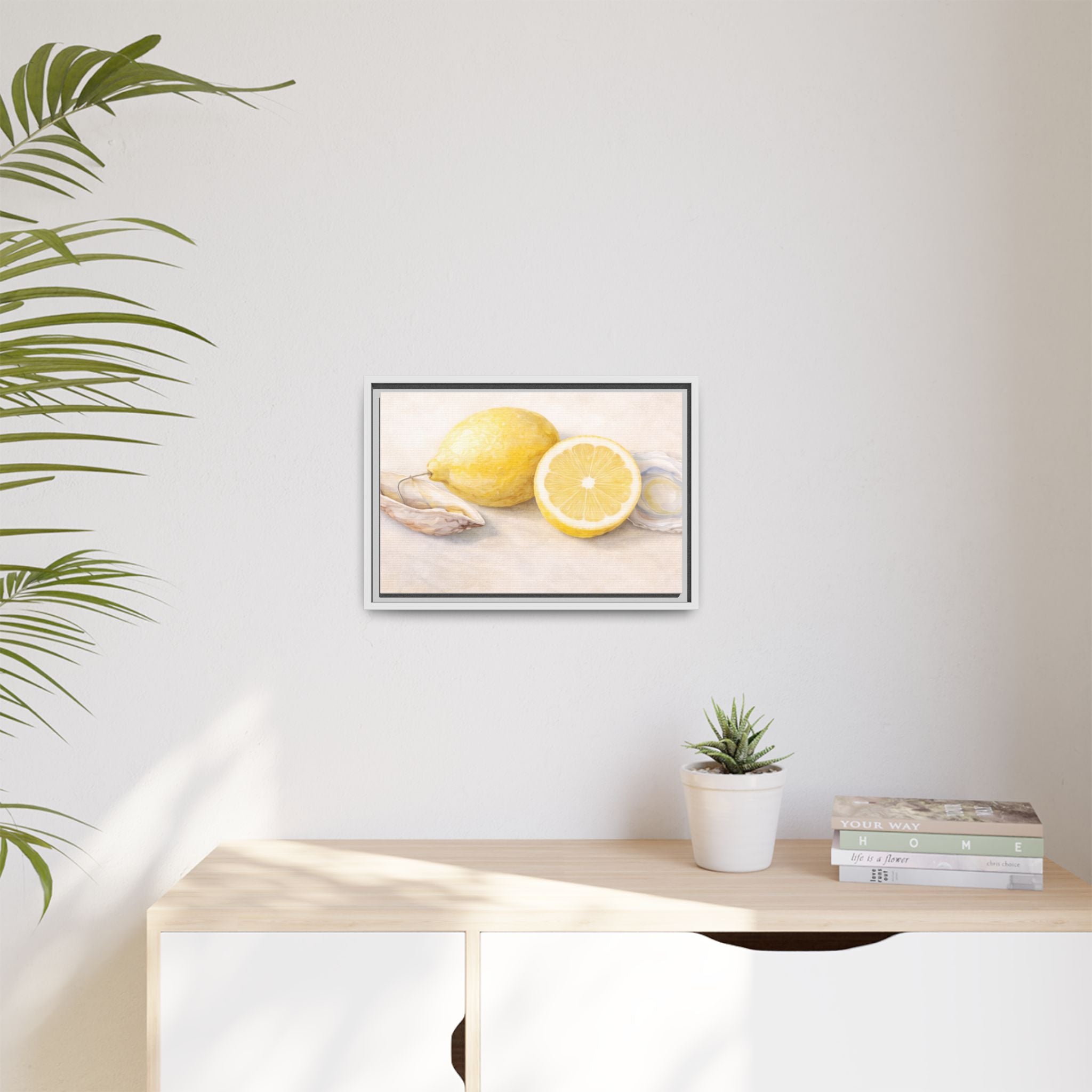 Lemon Still Life Matte Canvas Framed Print