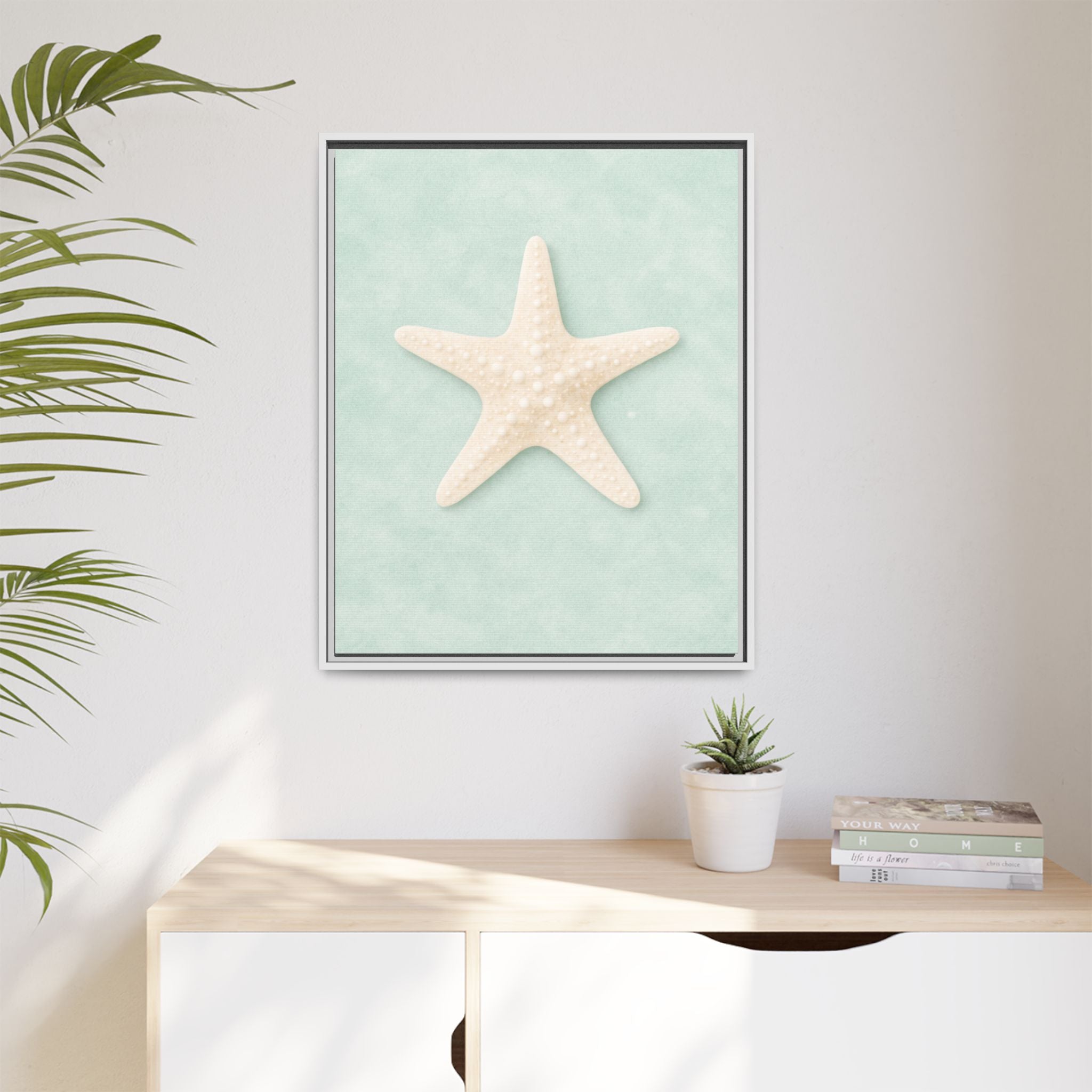 Framed Starfish Canvas Print — Coastal Beach Wall Art