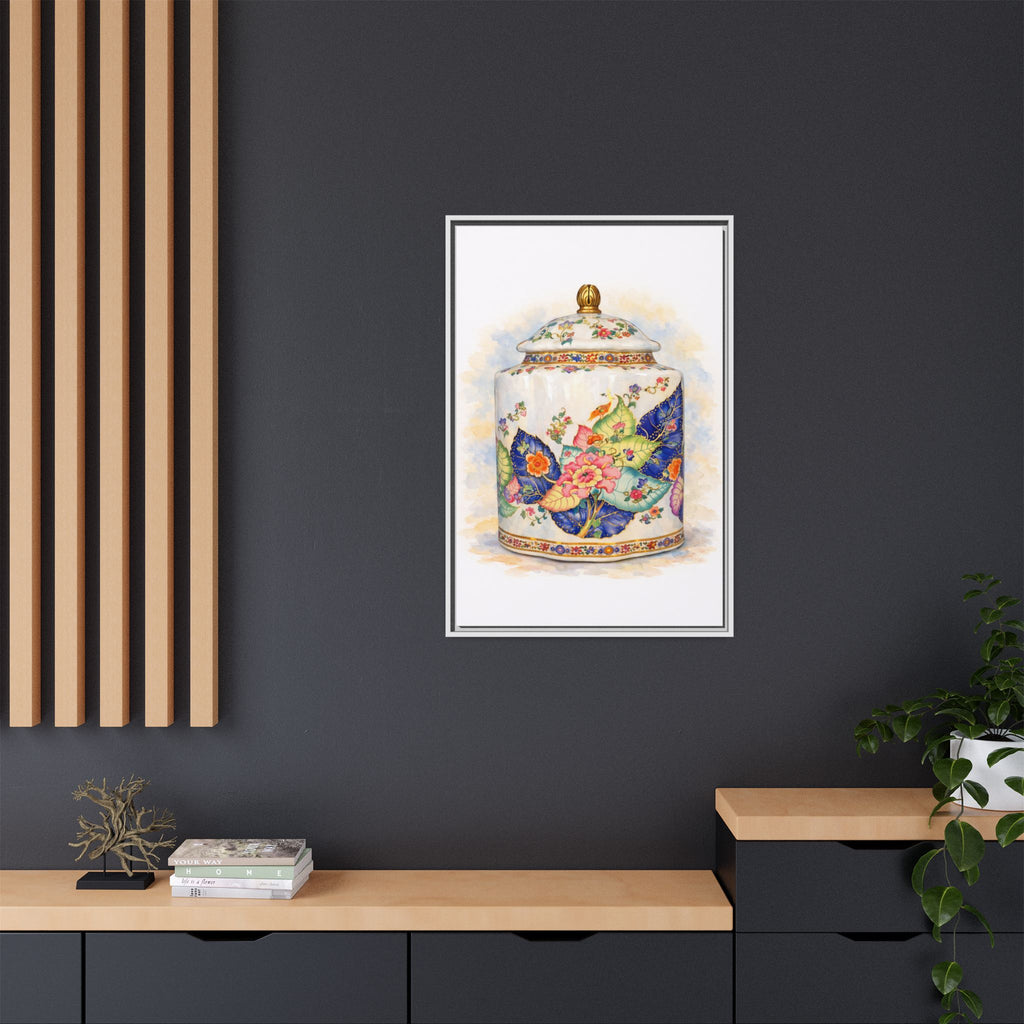 Framed Floral Ginger Jar Canvas Print