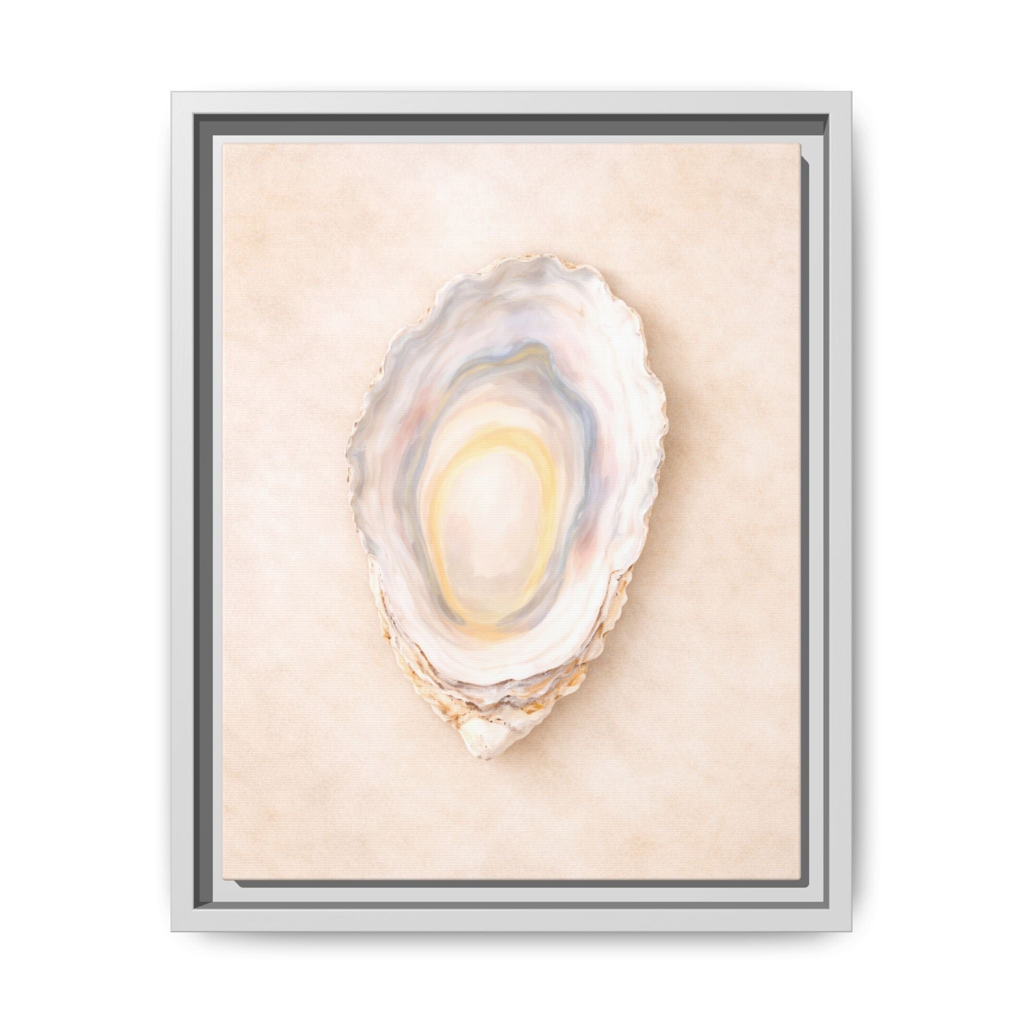 Framed Shell Geode Canvas Print — Pastel Coastal Wall Art
