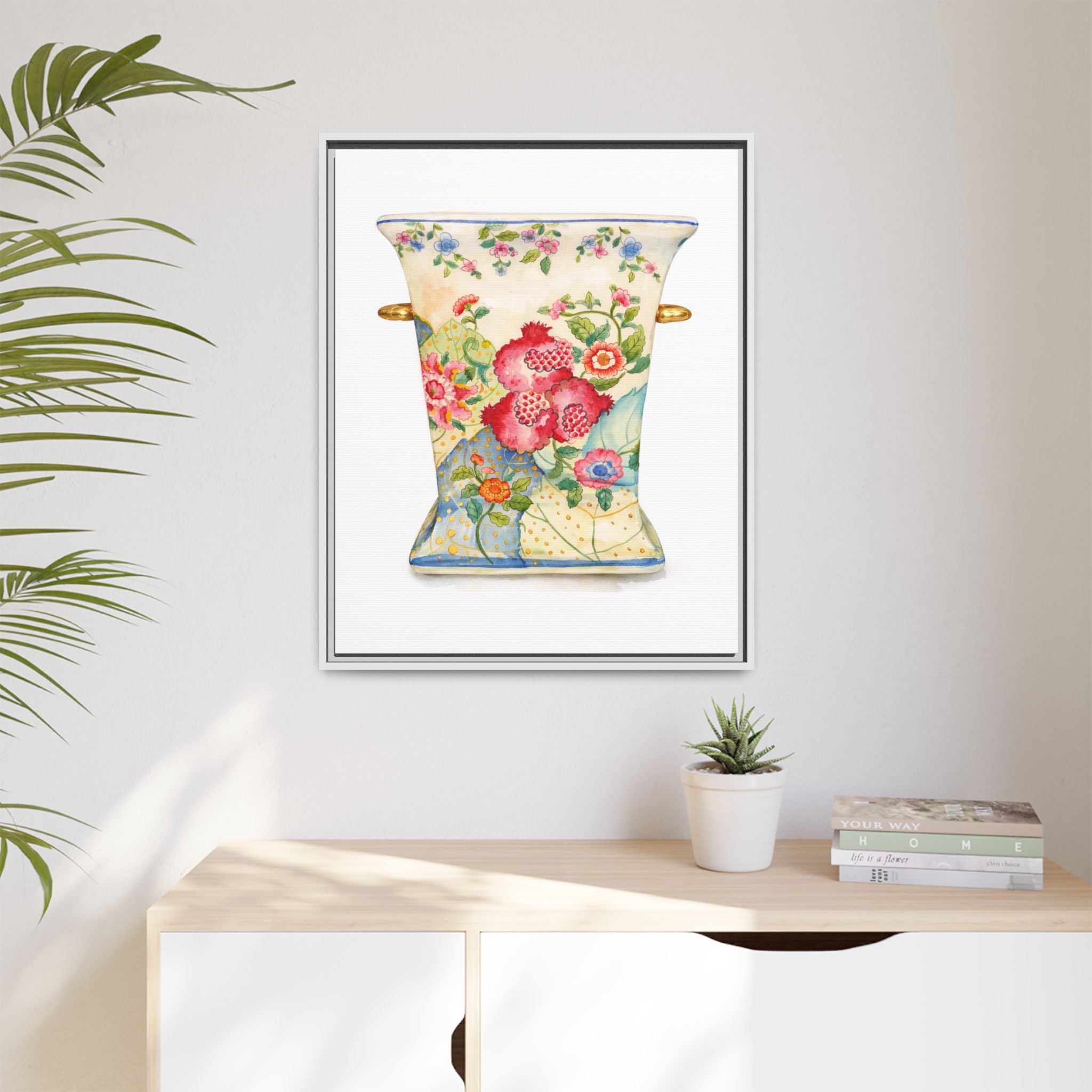 Floral Porcelain Vase Framed Art Print