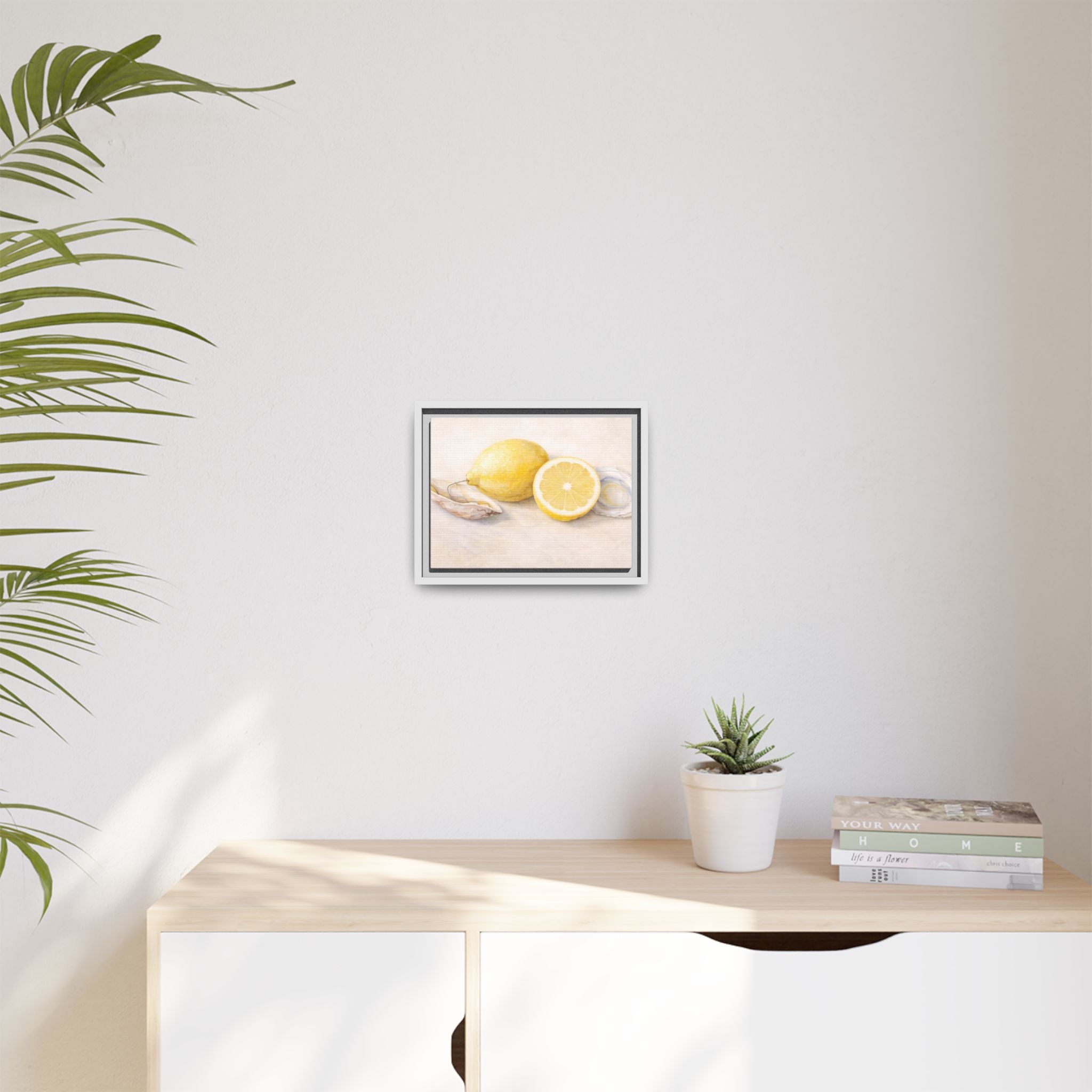 Lemon Still Life Matte Canvas Framed Print