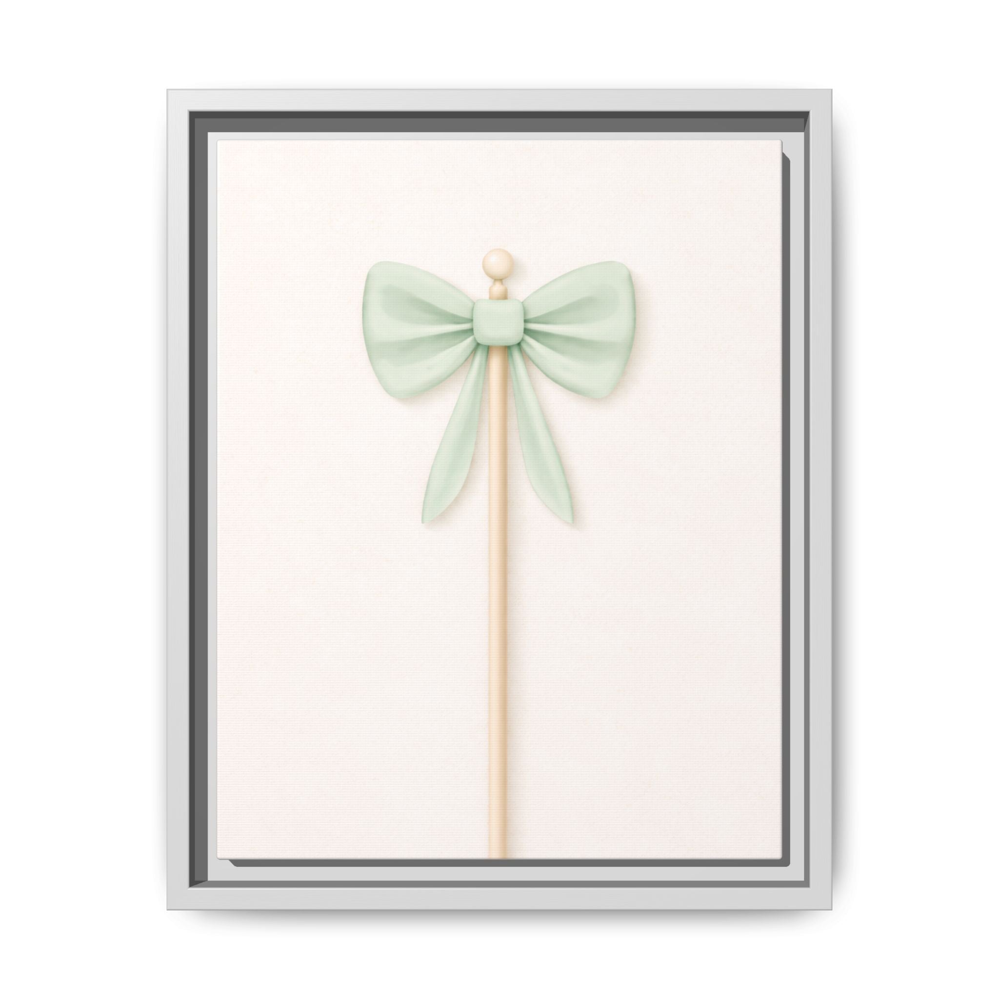 Mint Bow Wall Art — Framed Matte Canvas Print