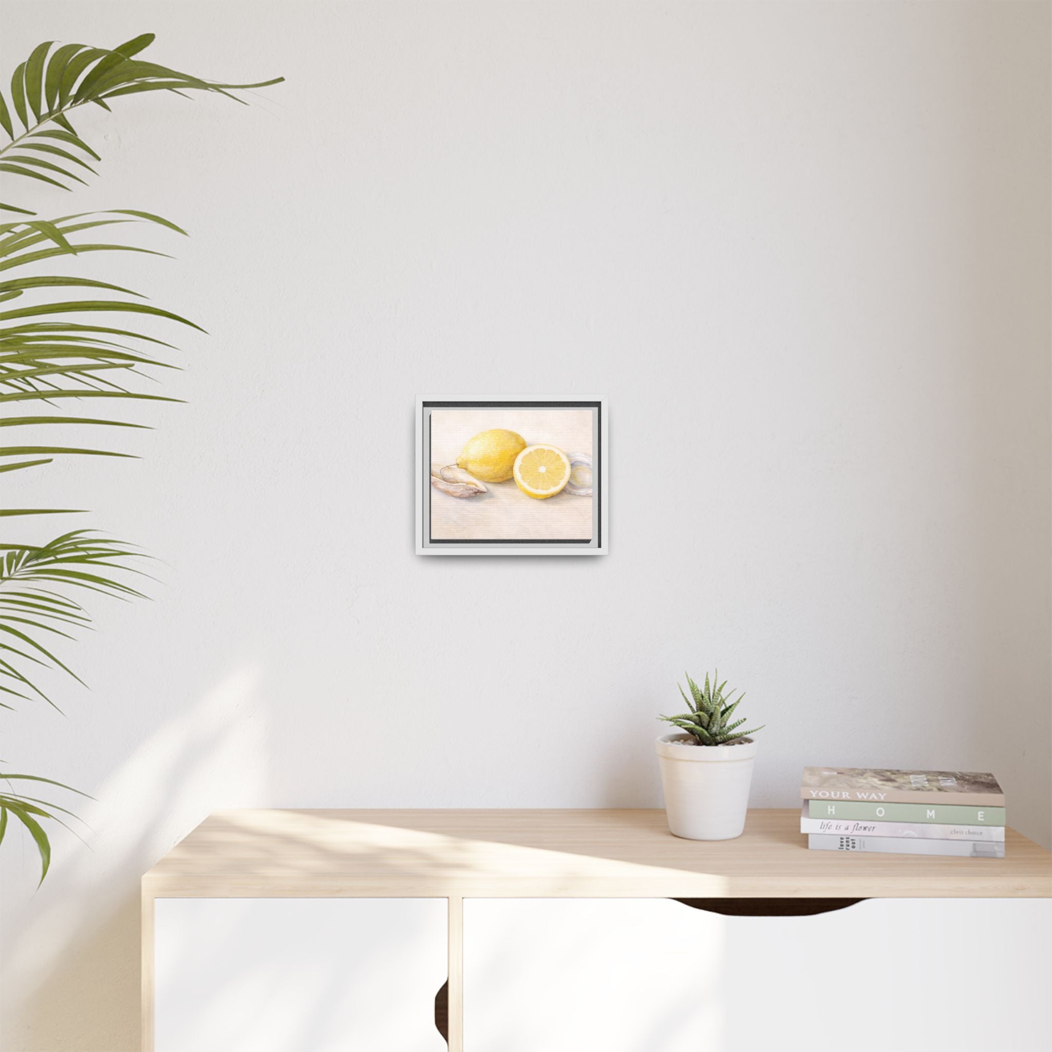 Lemon Still Life Matte Canvas Framed Print