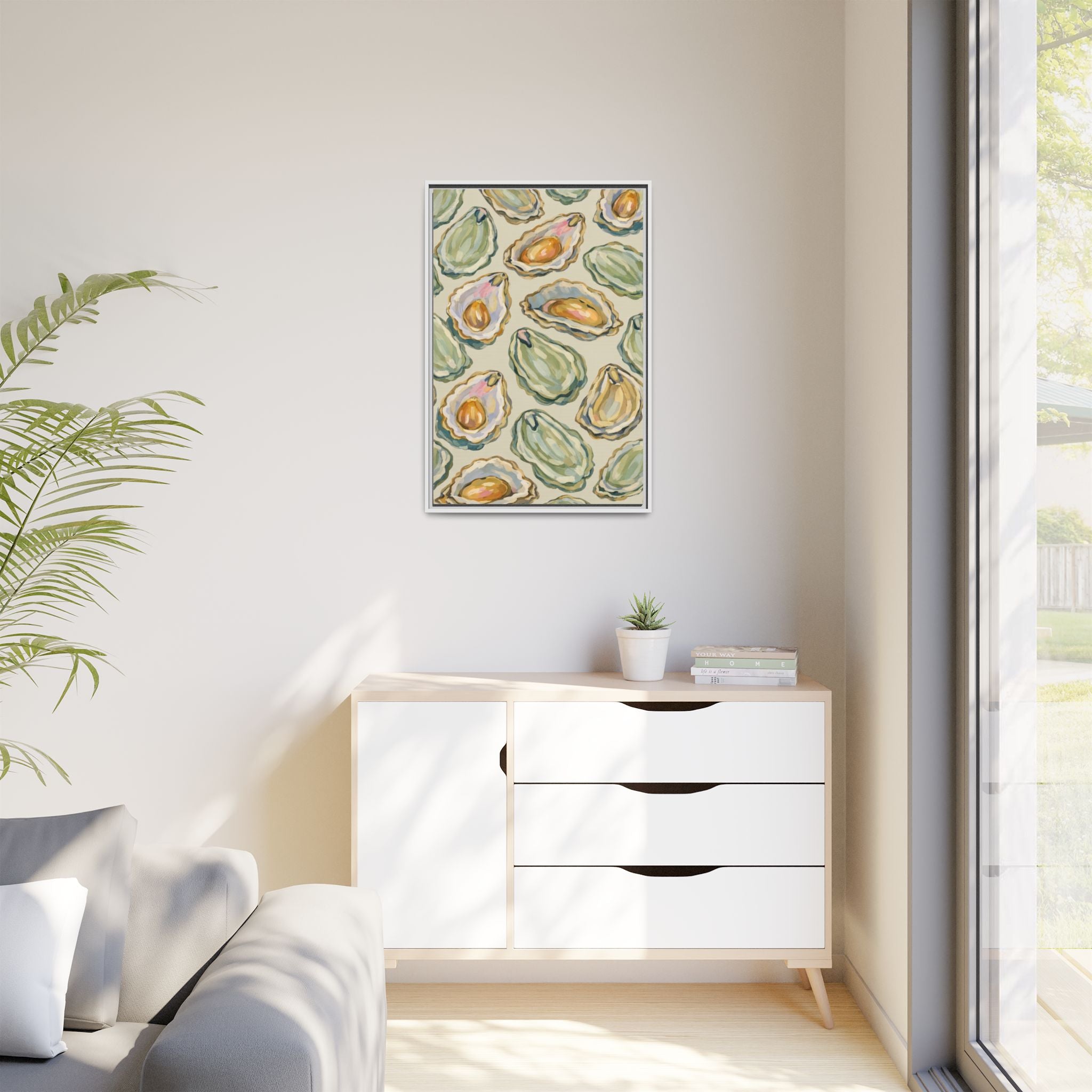 Oyster Shell Art Print — Framed Matte Canvas Wall Decor